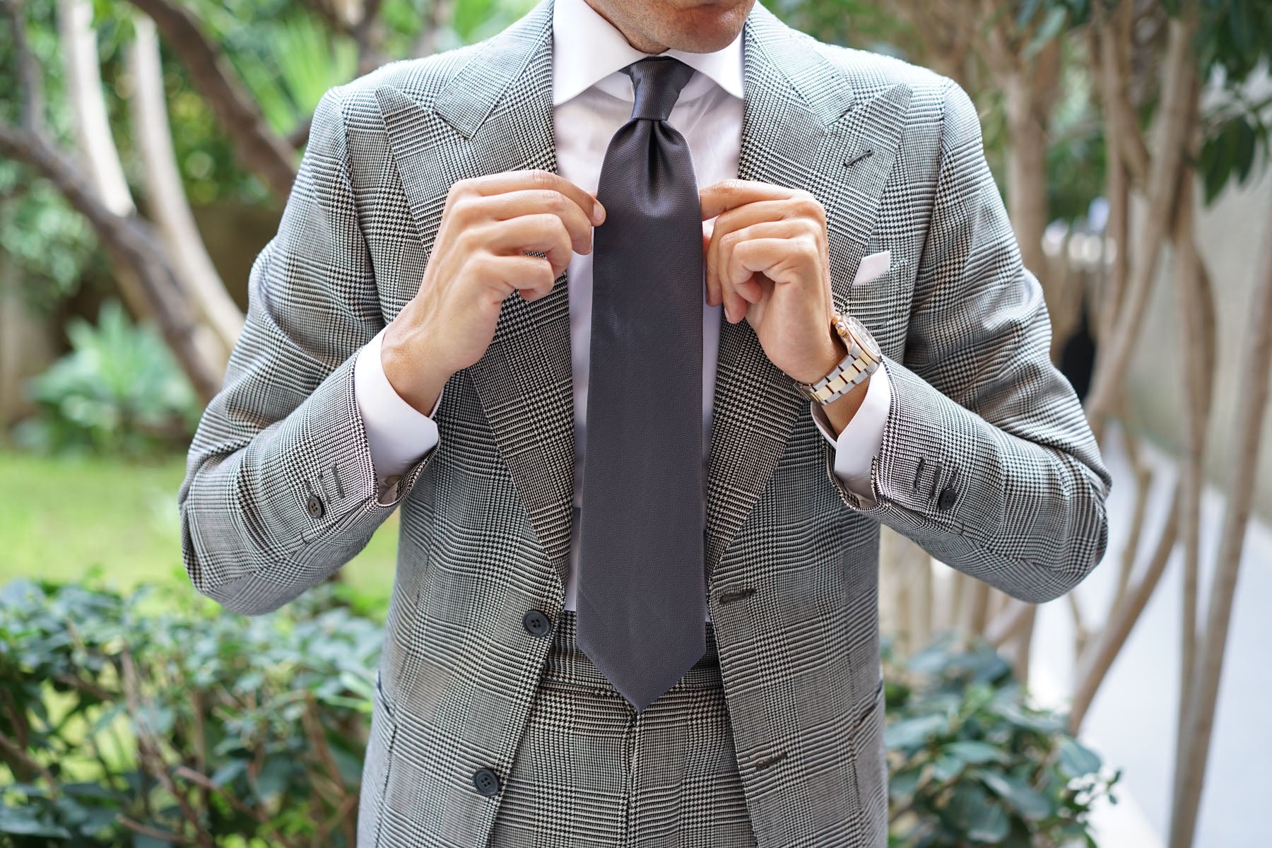 Dark Grey Herringbone Necktie