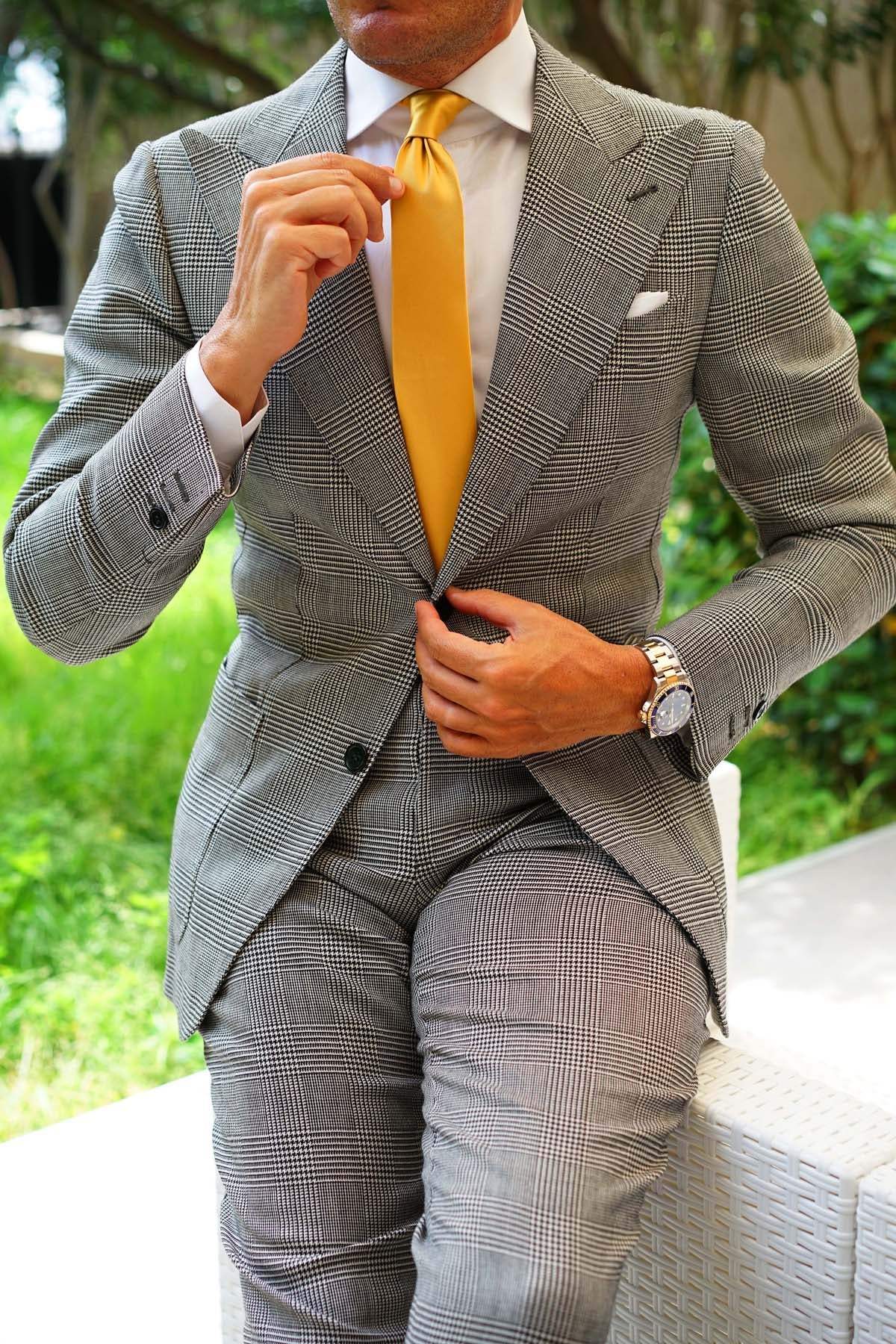 Gold Satin Skinny Tie