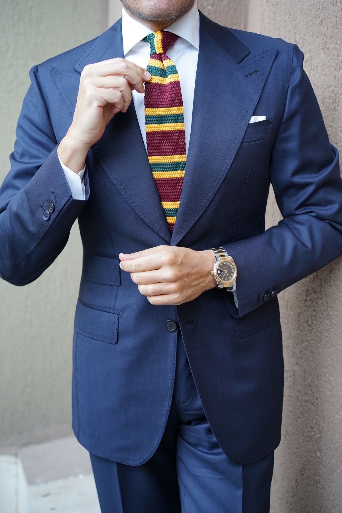 Gable Maroon Striped Knitted Tie