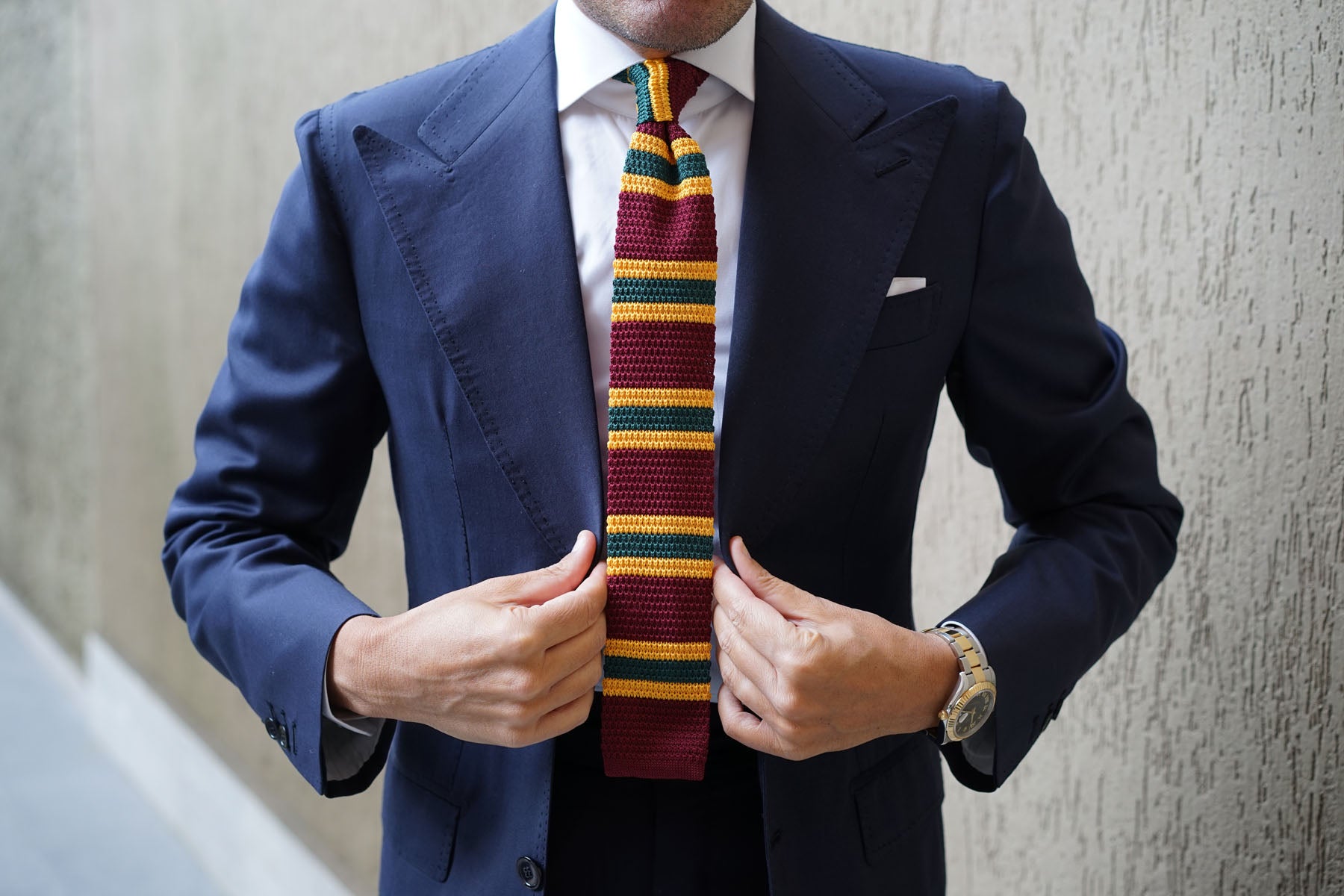 Gable Maroon Striped Knitted Tie