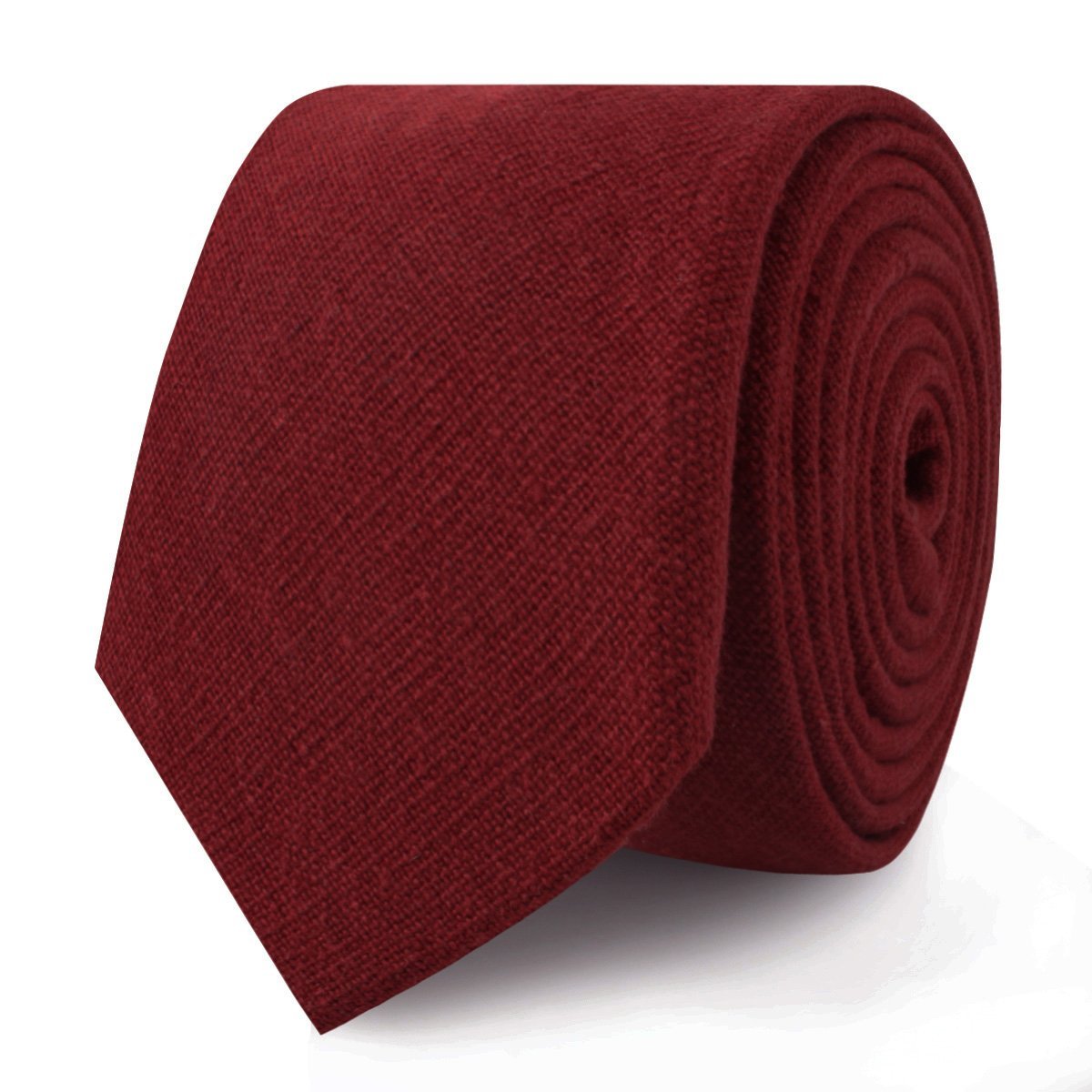 Carmine Burgundy Linen Skinny Tie