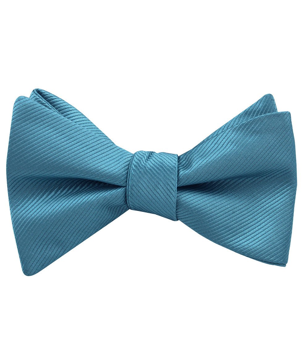 Coastal Blue Twill Self Bow Tie