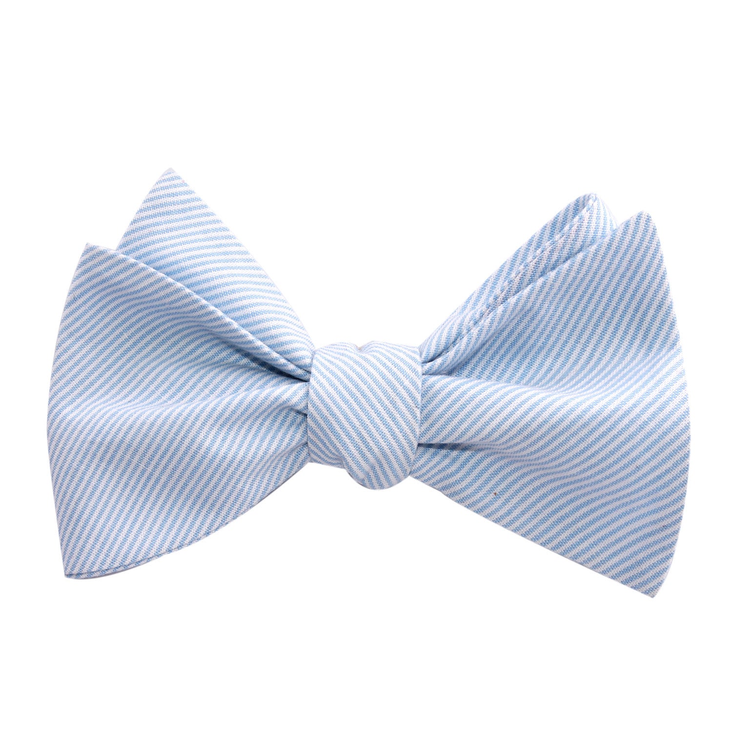 Light Blue and White Pinstripes Cotton Self Tie Bow Tie