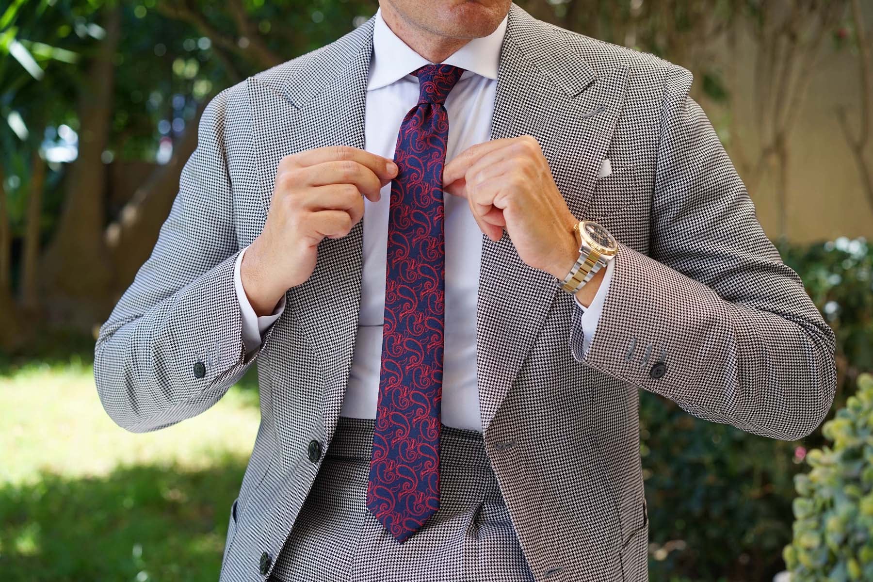 Yazd Red Paisley Skinny Tie