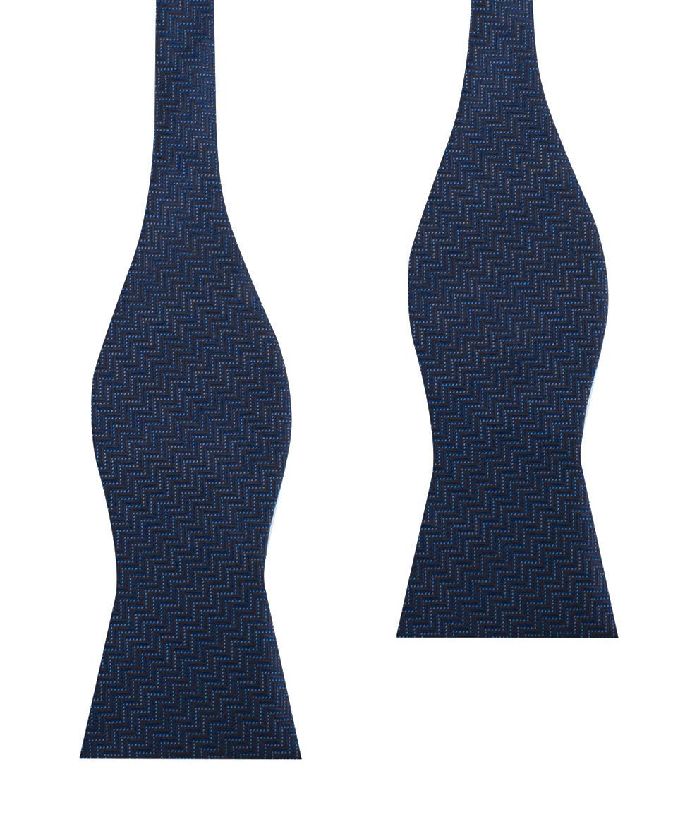 Aztec Blue Herringbone Self Bow Tie