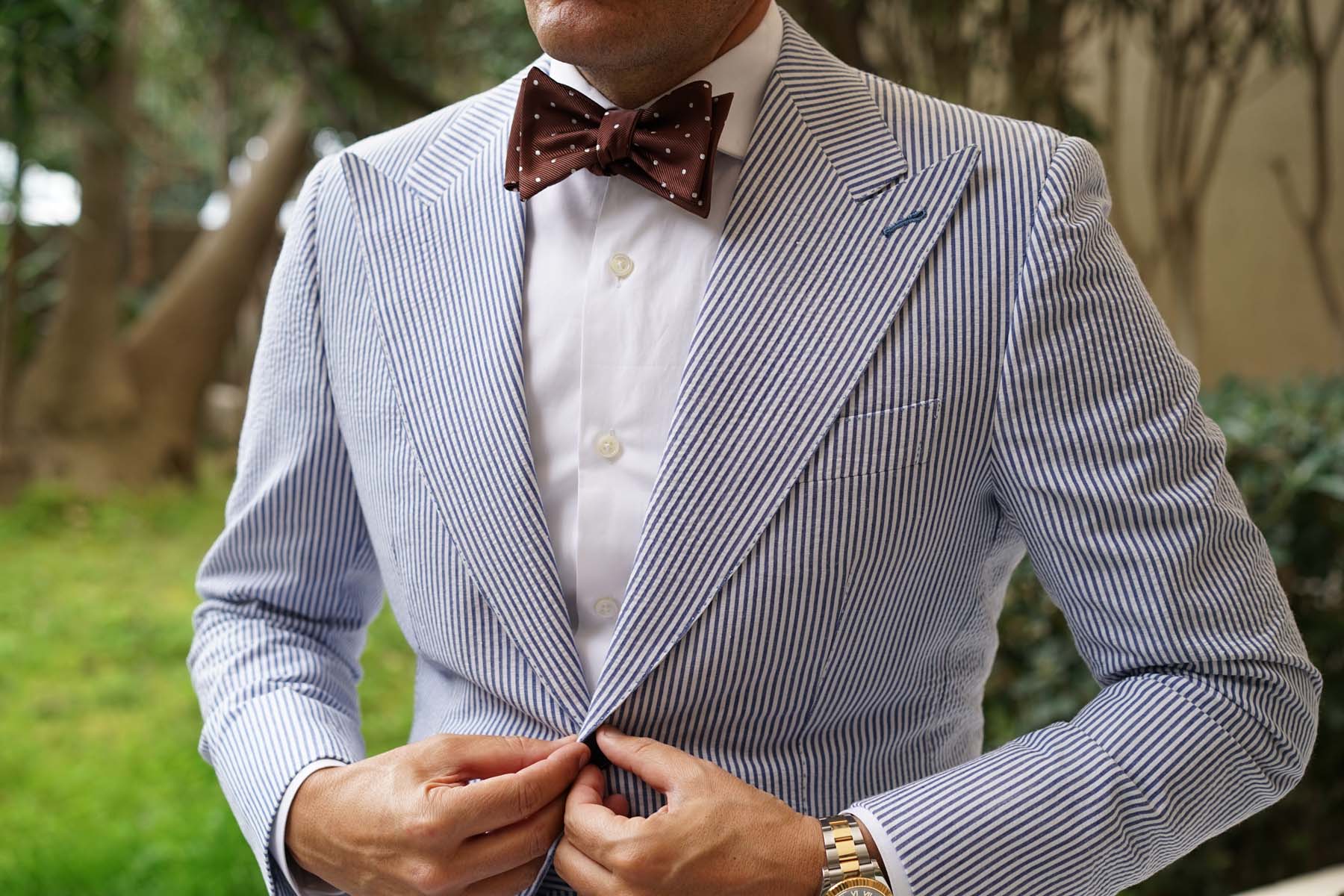 Desert Brown Polka Dots Self Bow Tie