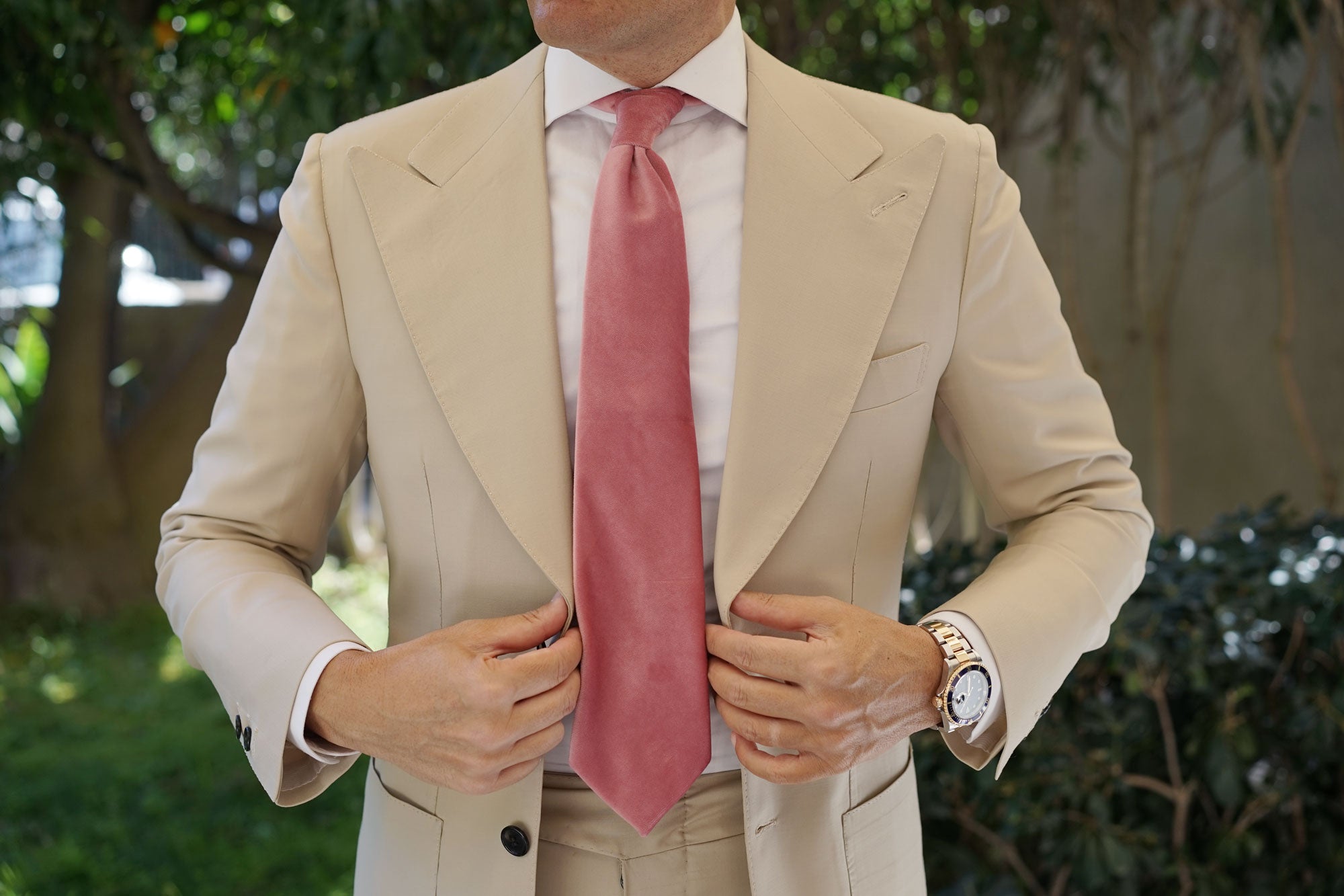 Nude Pink Velvet Necktie