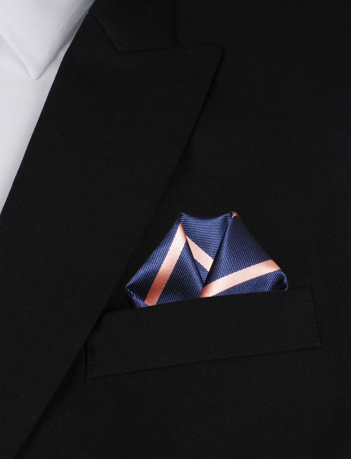 Navy Blue with Peach Stripes Pocket Square