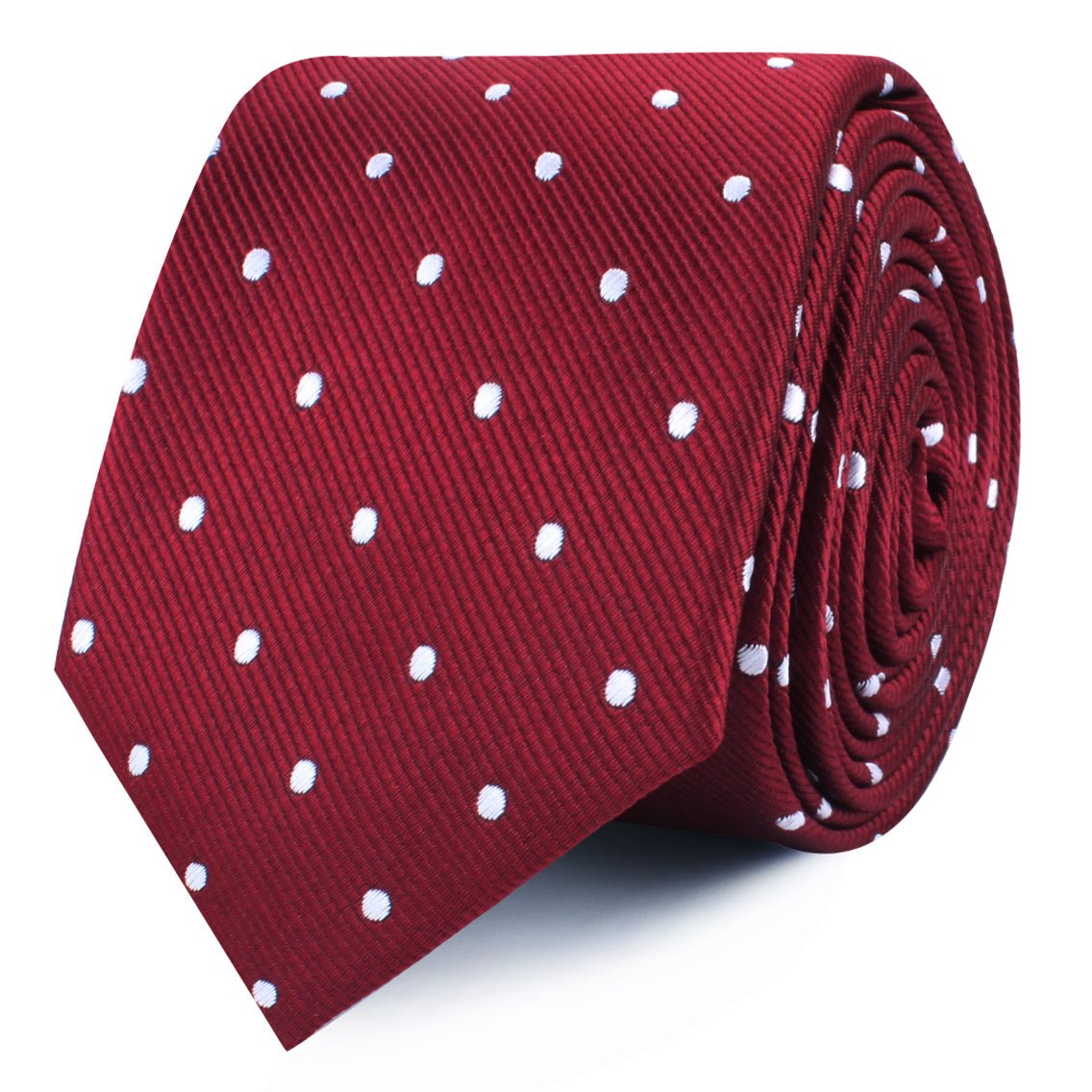 Burgundy Polka Dots Skinny Tie