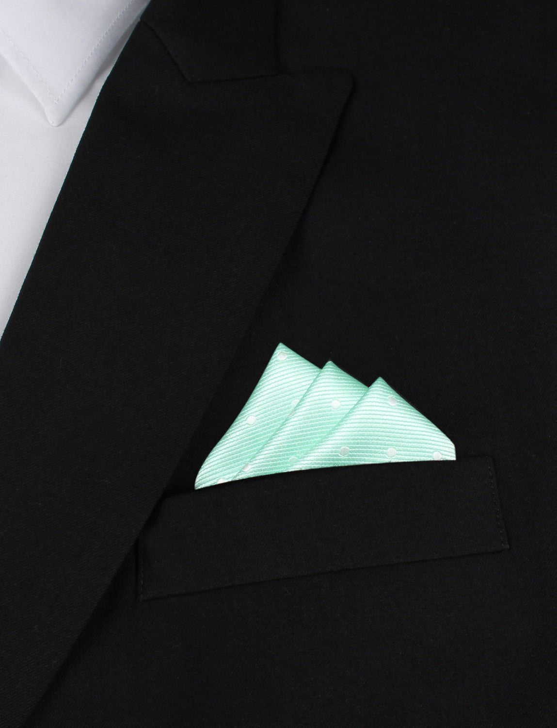 Mint Green with White Polka Dots Pocket Square