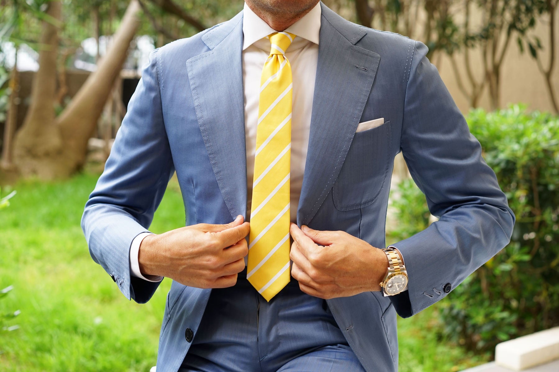 Yellow Striped Skinny Tie