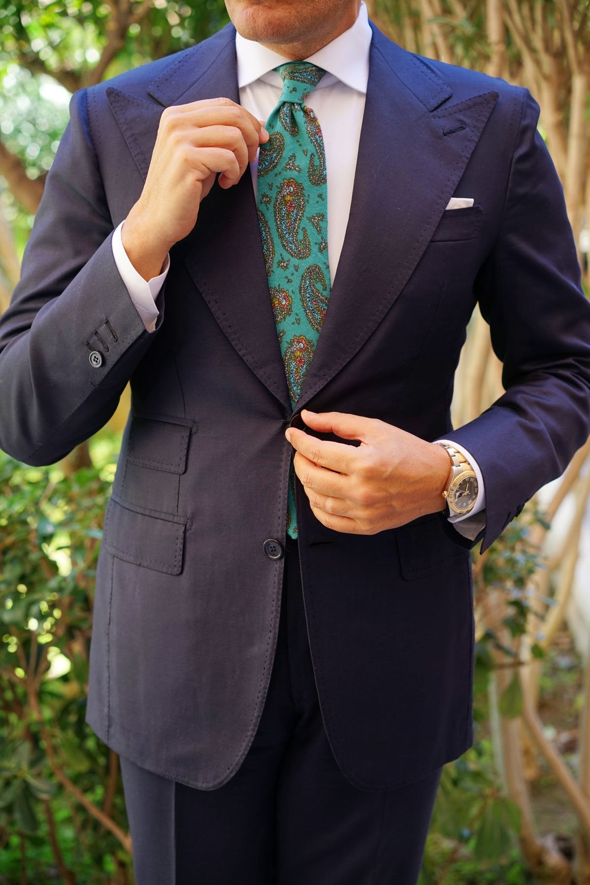 Amer Fort Teal Paisley Necktie