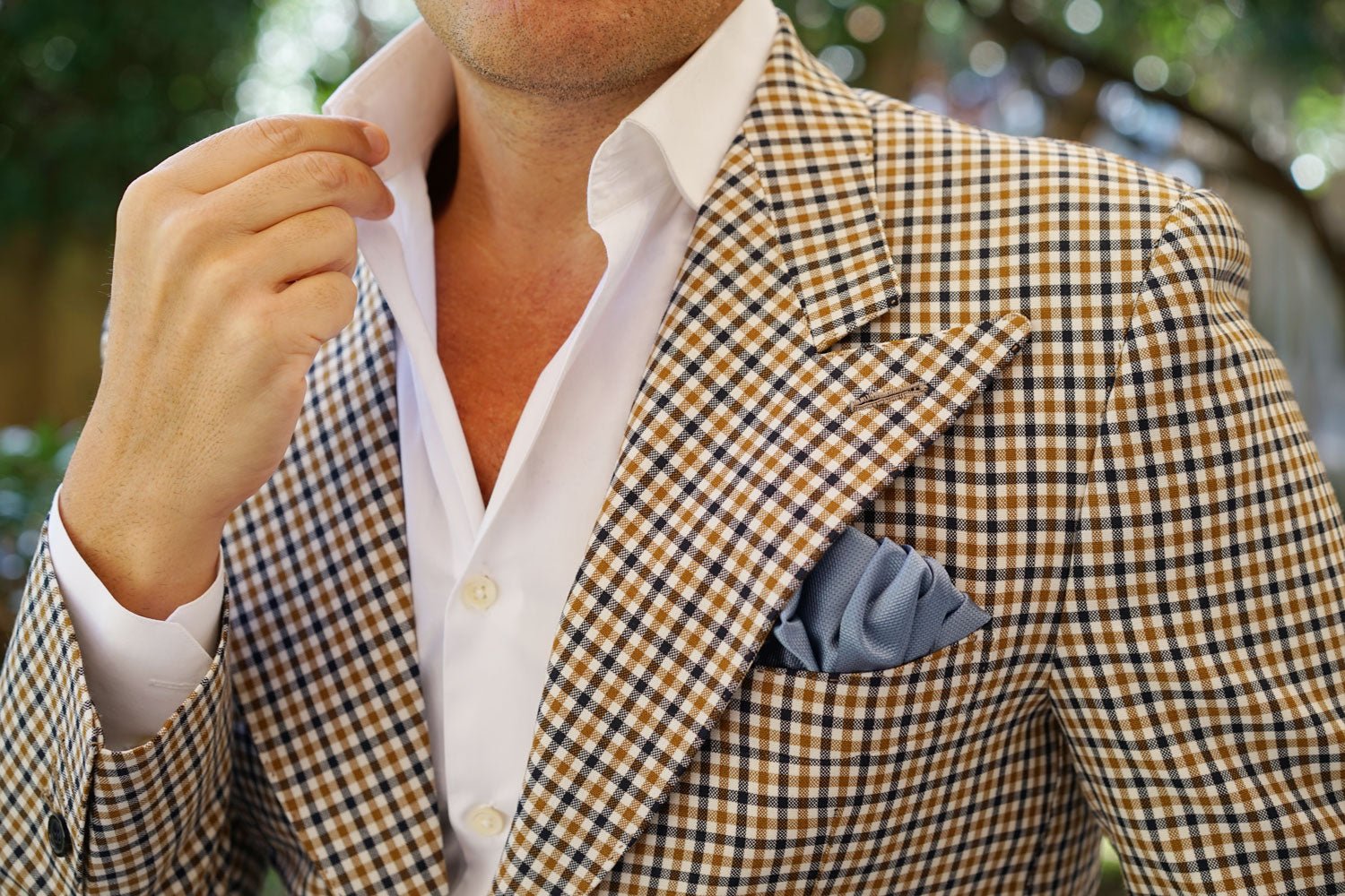 Ice Blue Linen Pocket Square