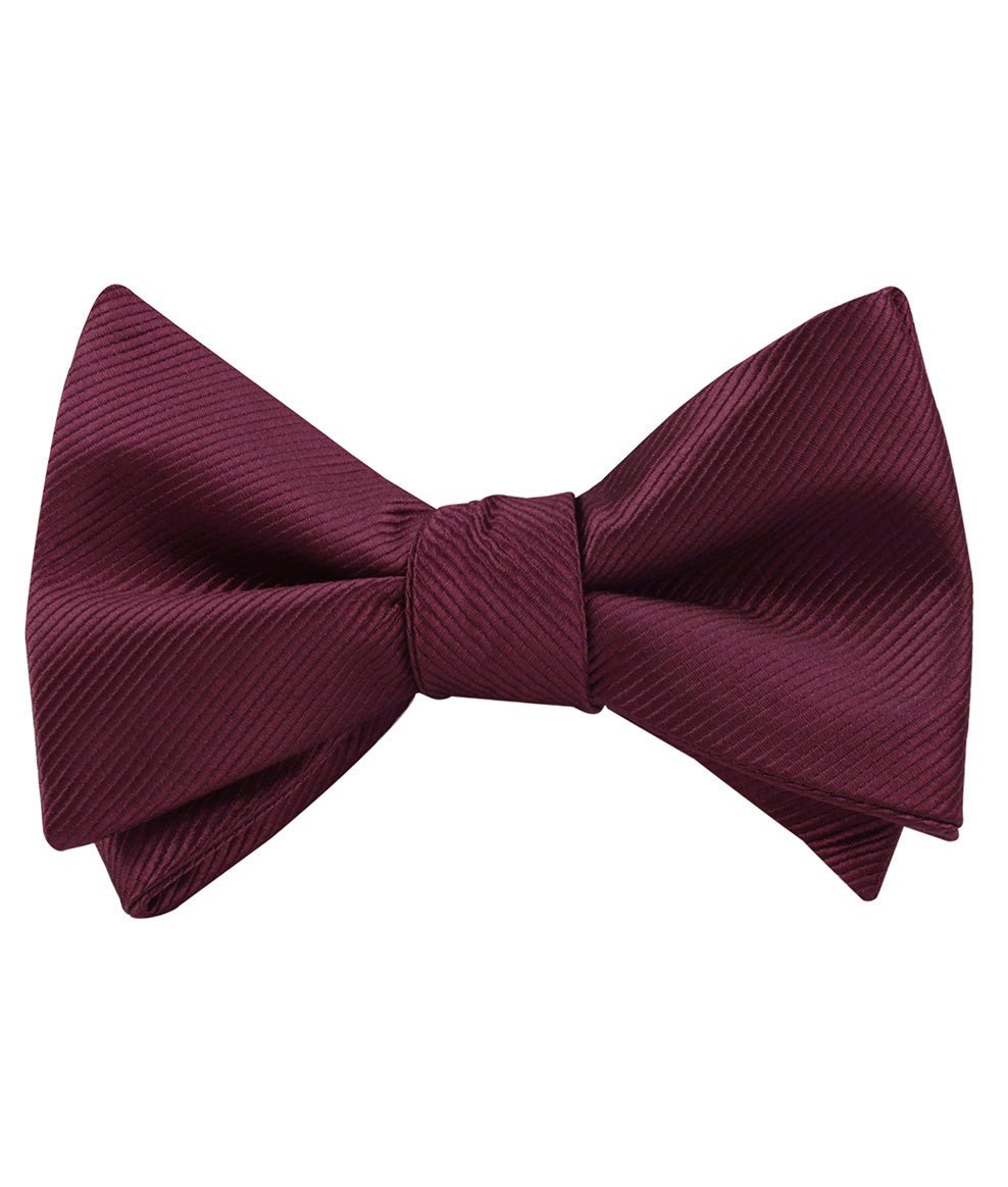 Dark Merlot Wine Twill Self Bow Tie