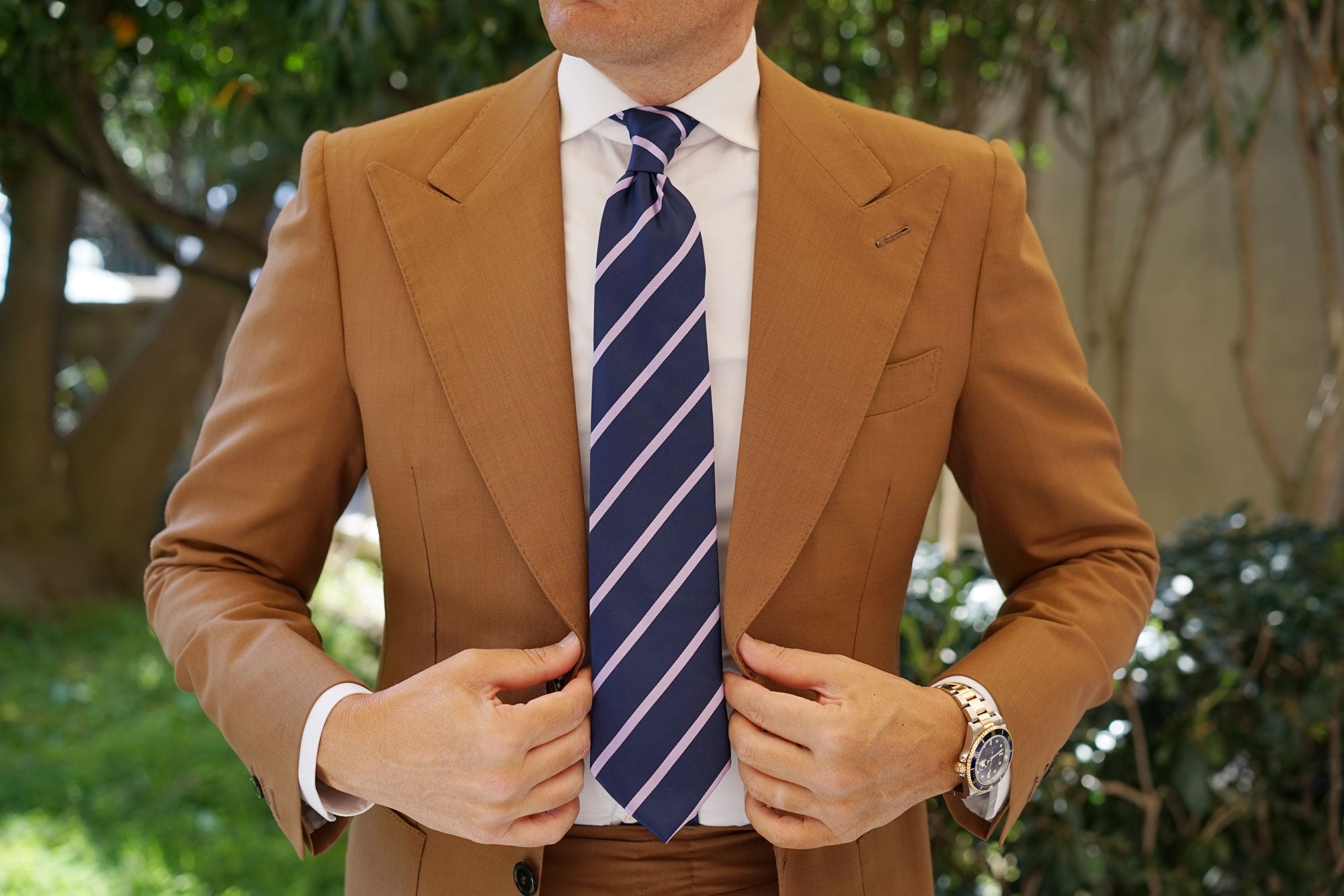 Navy Blue with Lavender Purple Stripes Necktie