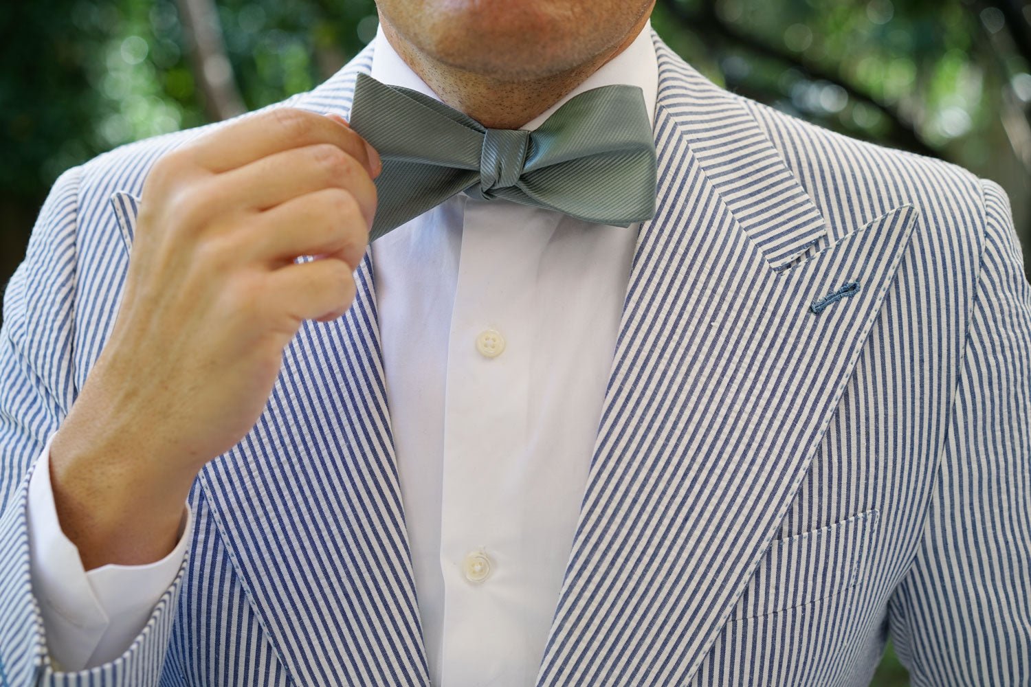 Silver Sage Twill Self Bow Tie