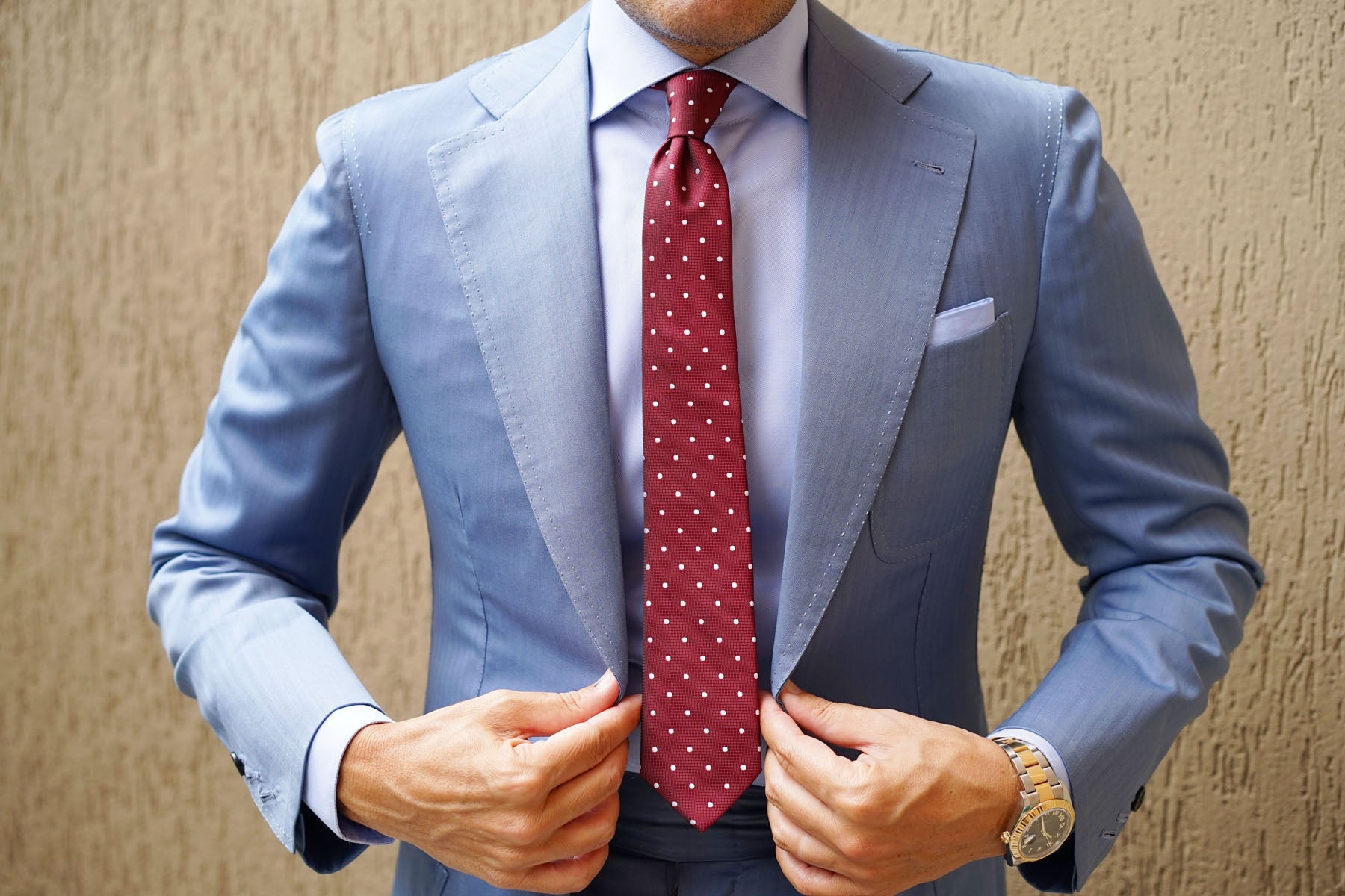 Mahogany Maroon with White Polka Dots Skinny Tie