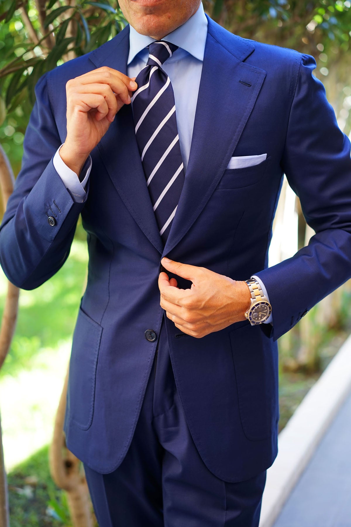 Navy Blue Pencil Stripe Tie