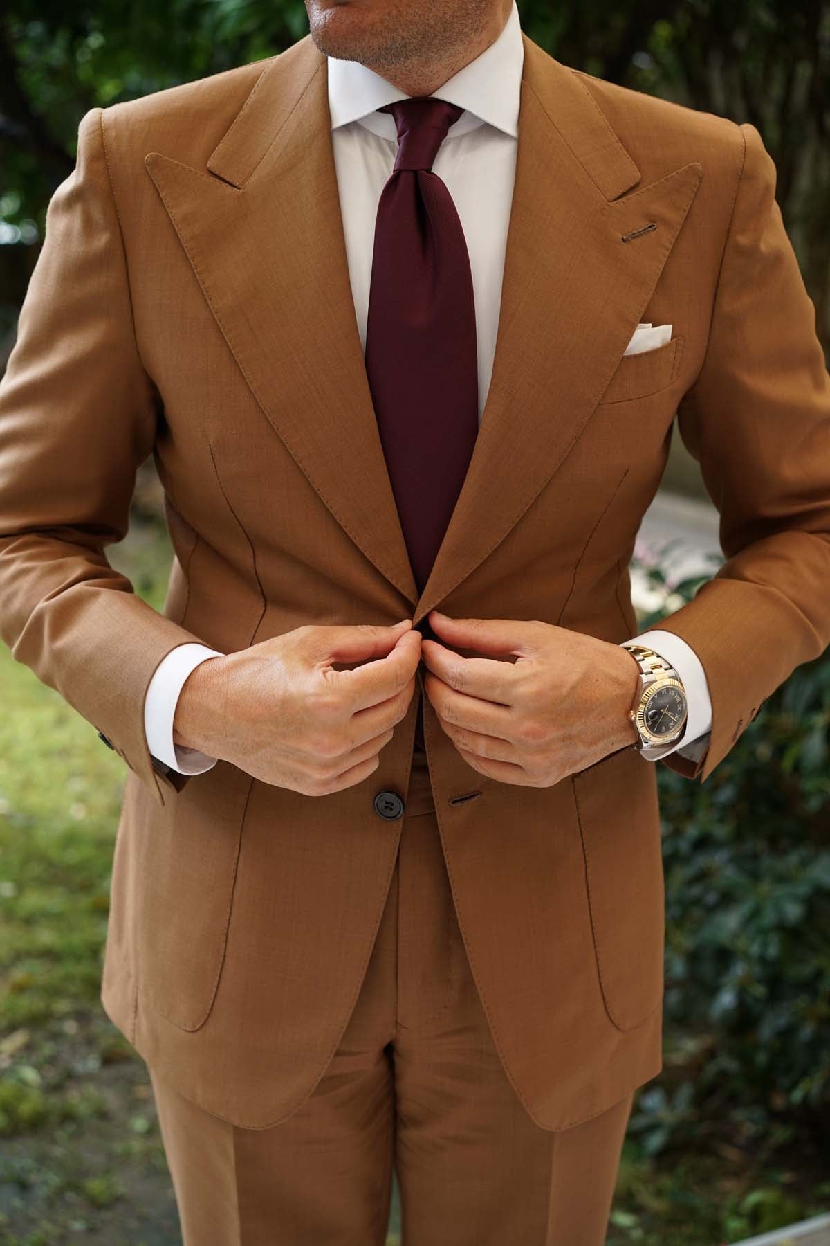 Garnet Wine Burgundy Weave Necktie