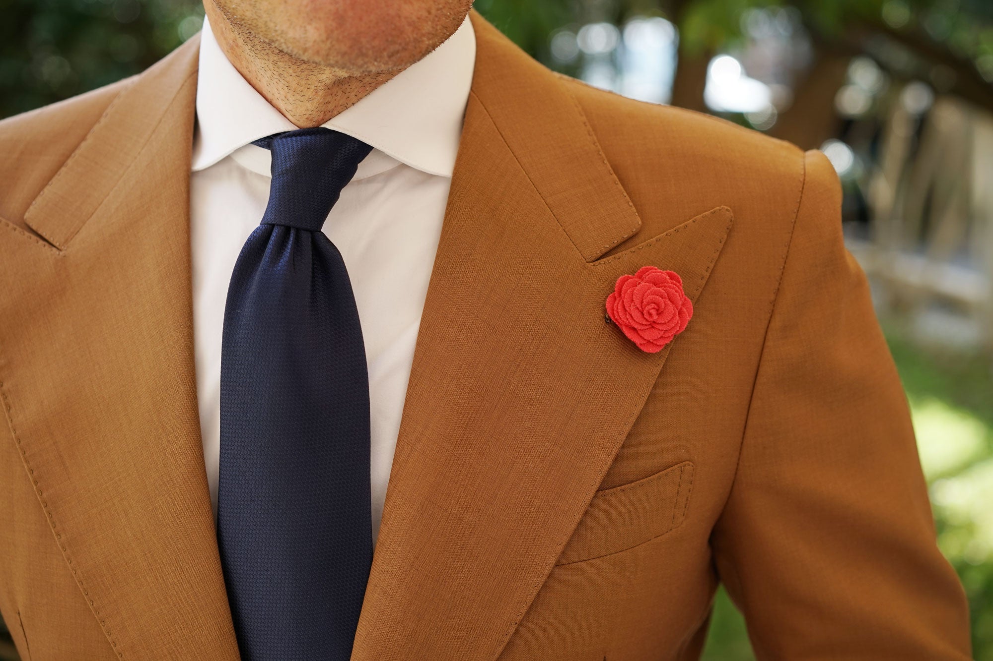 Hot Pink Wool Flower Lapel Pin