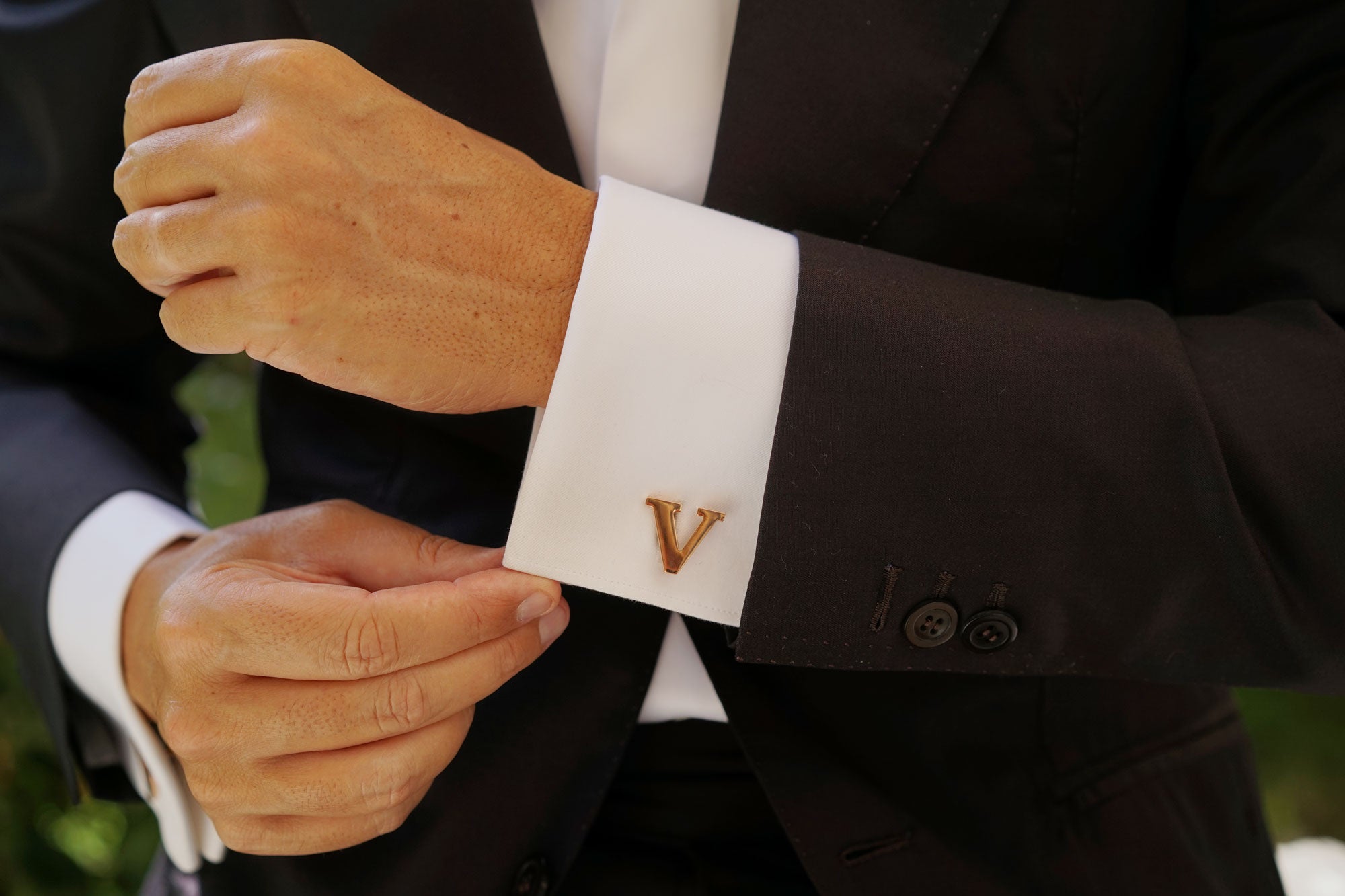 Rose Gold Letter V Cufflinks