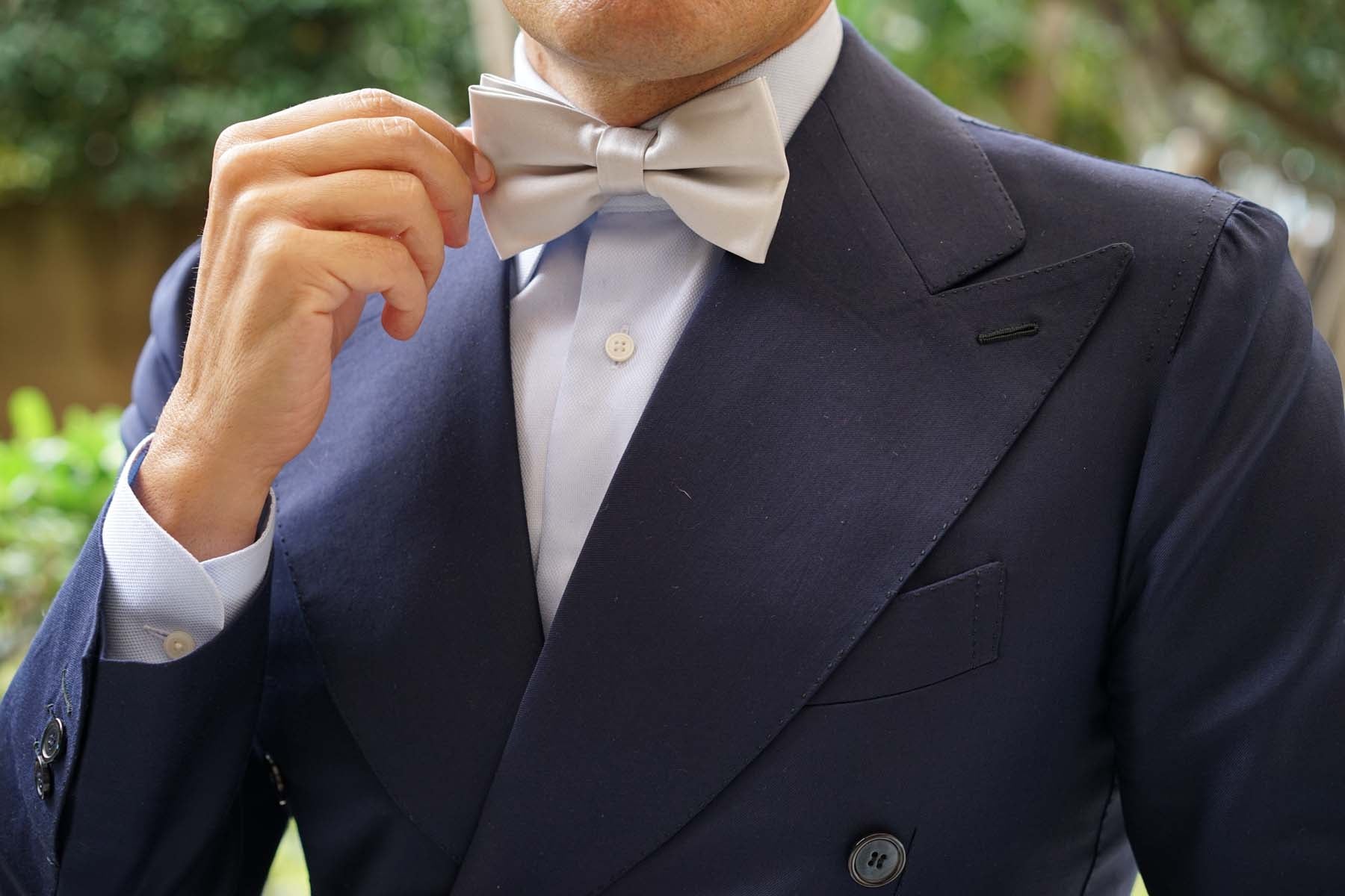 Light Grey Satin Bow Tie