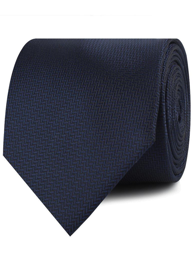 Navy Blue Diagonal Herringbone Necktie