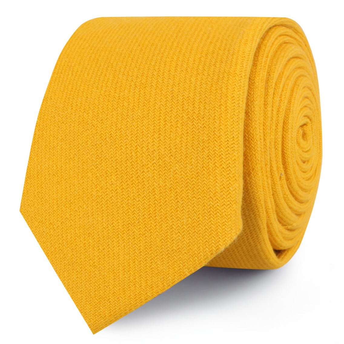 Sunflower Yellow Chevron Linen Skinny Tie