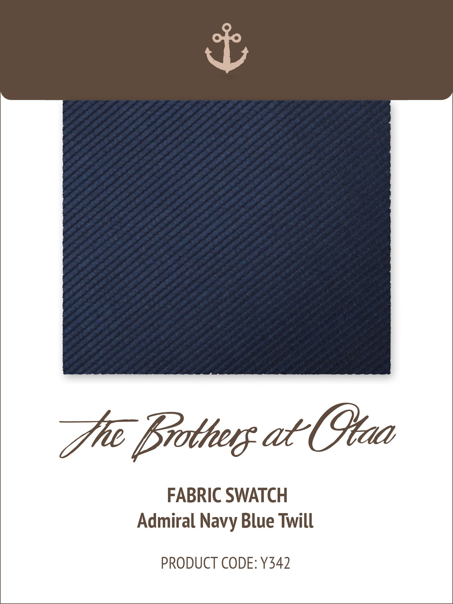 Fabric Swatch (Y342) - Admiral Navy Blue Twill