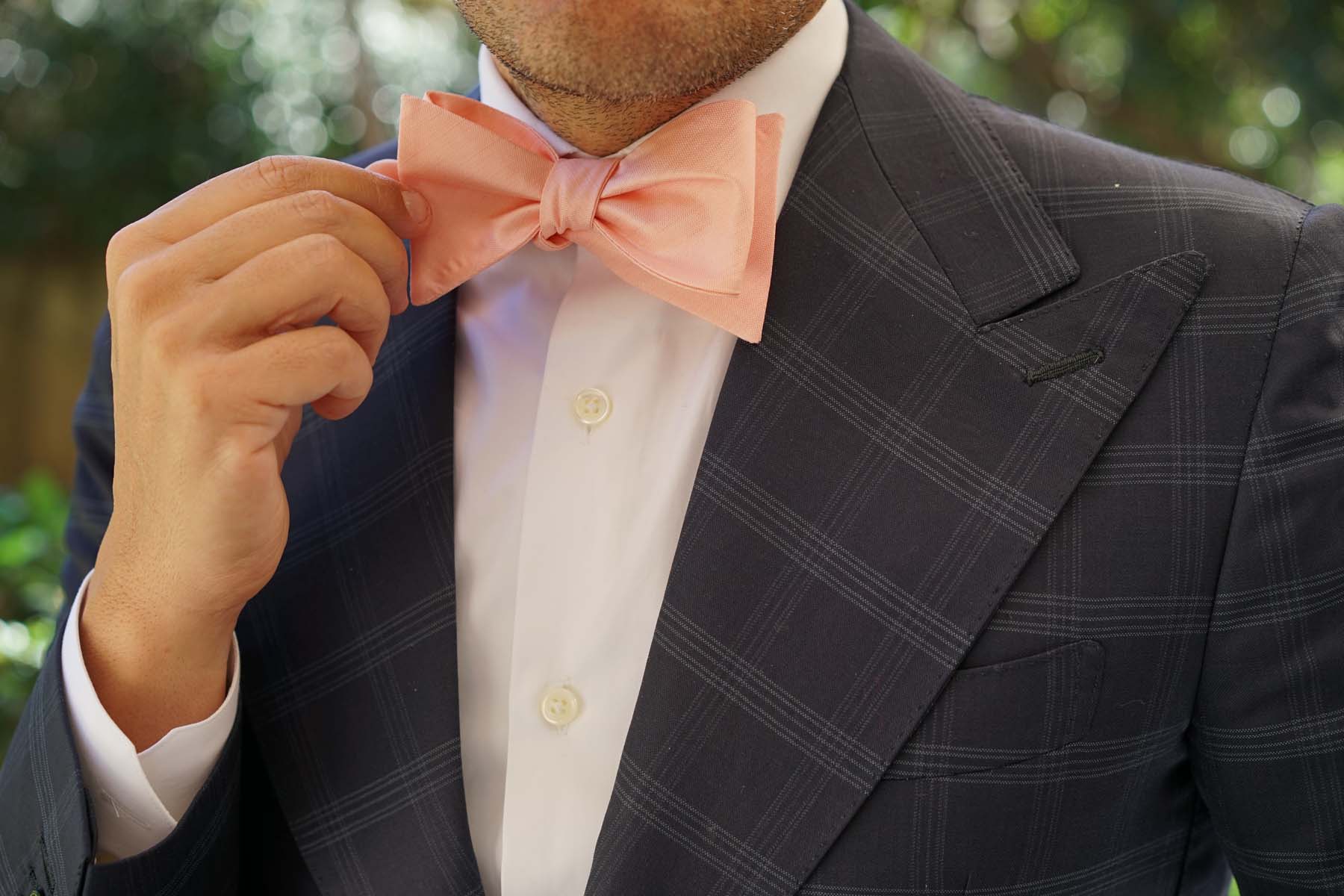 Peach Grain Self Bow Tie