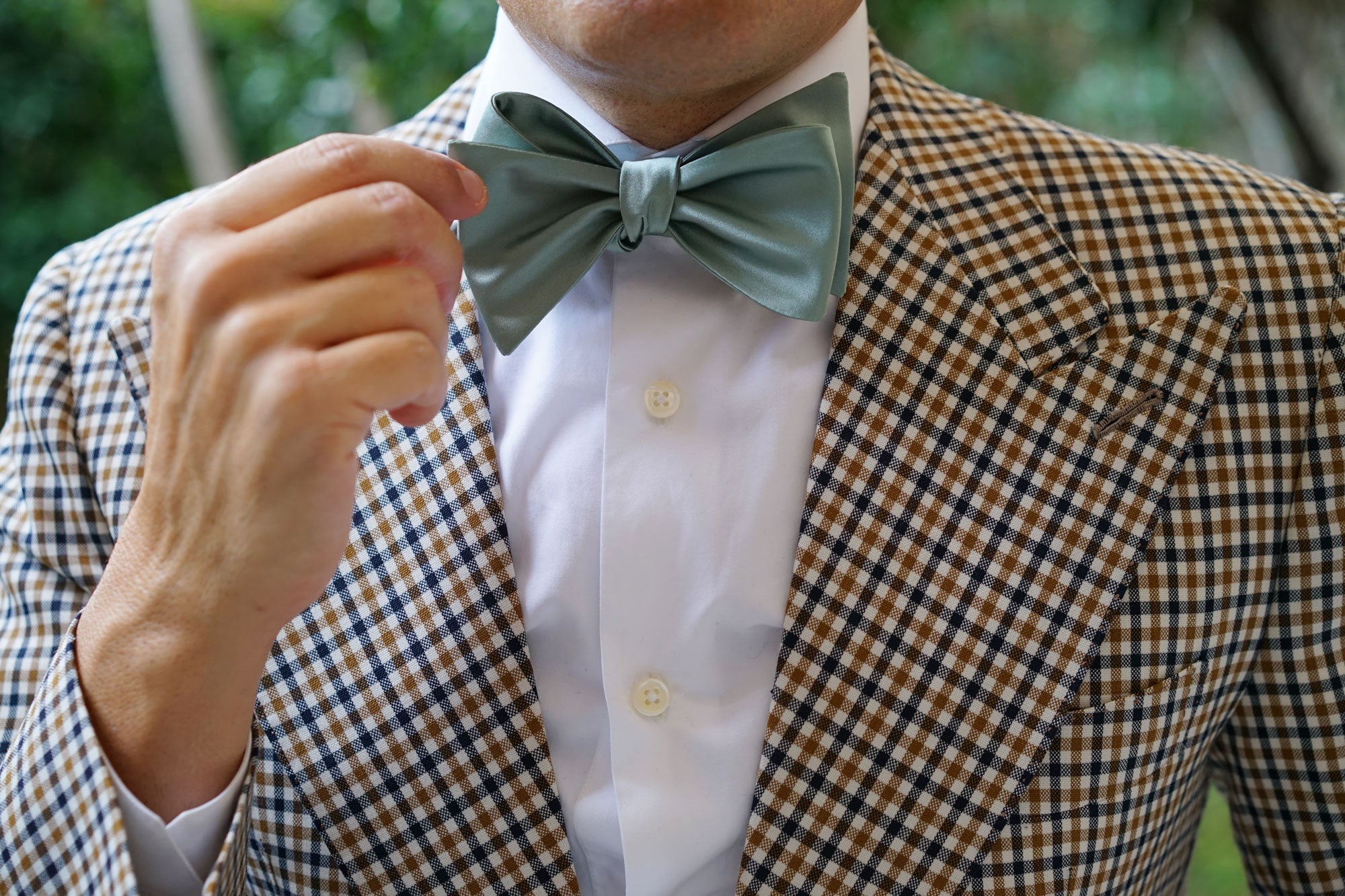 Sage Green Satin Self Bow Tie