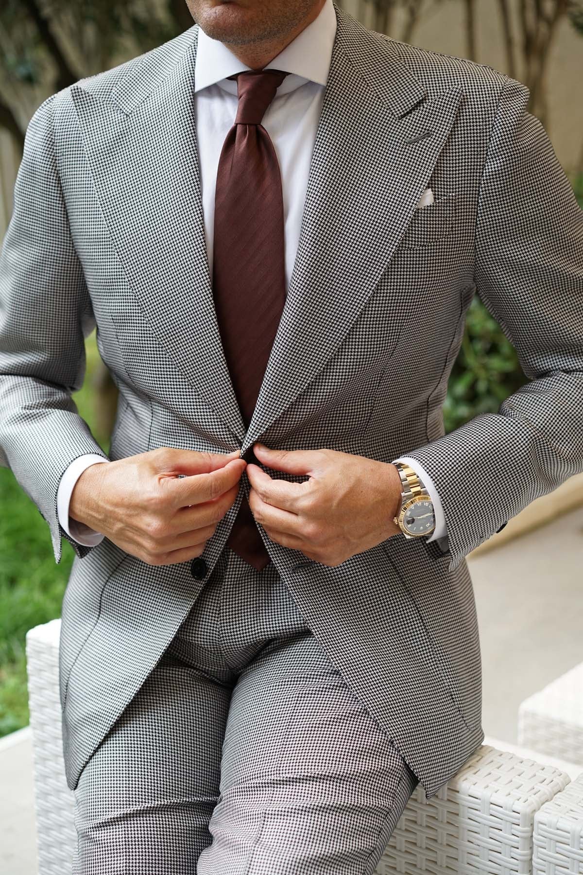 Cinnamon Brown Striped Necktie