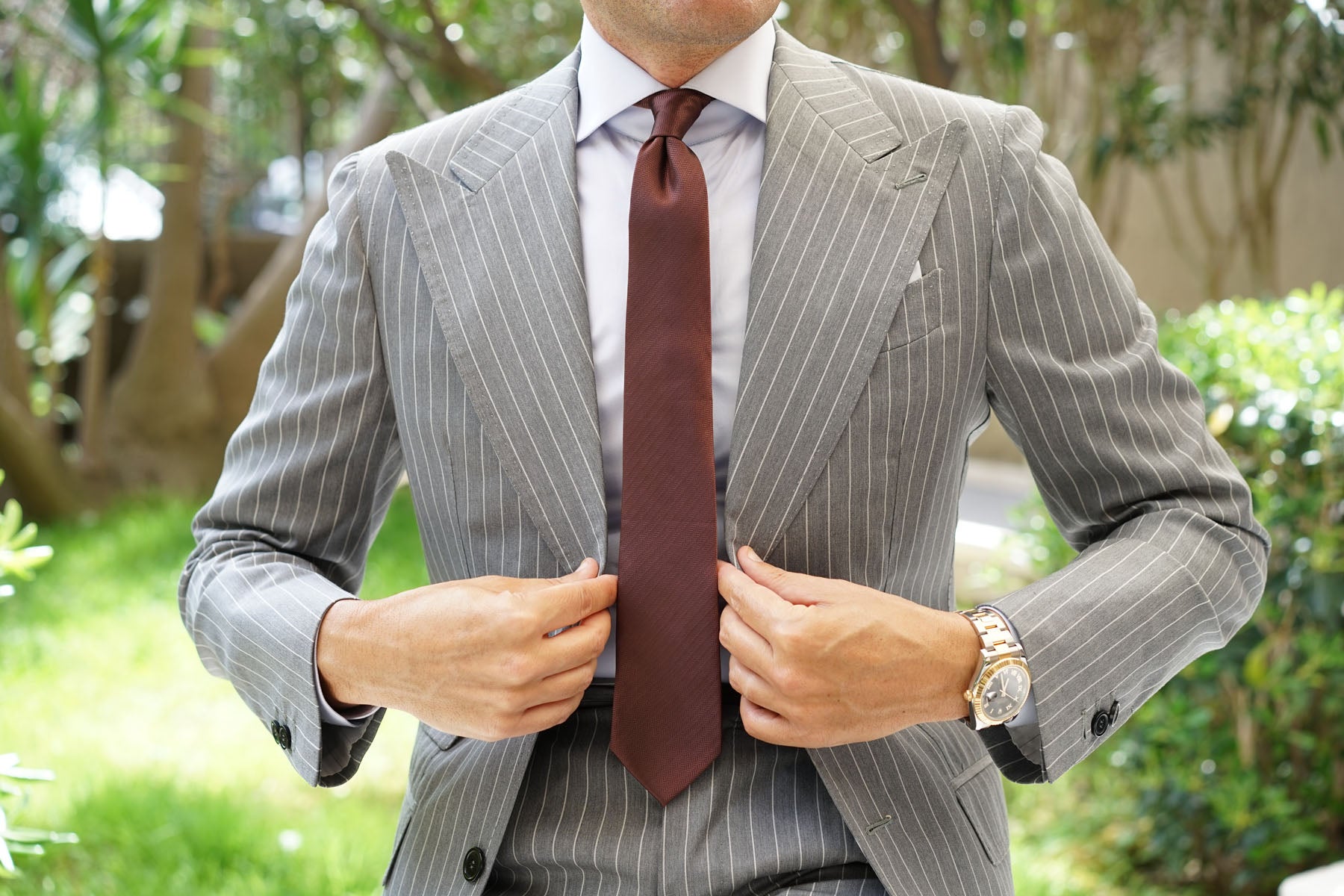 Russet Brown Herringbone Skinny Tie