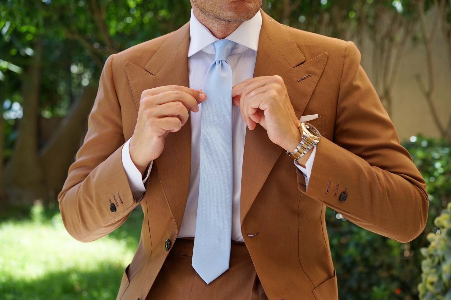 Dusty Ice Blue Weave Skinny Tie