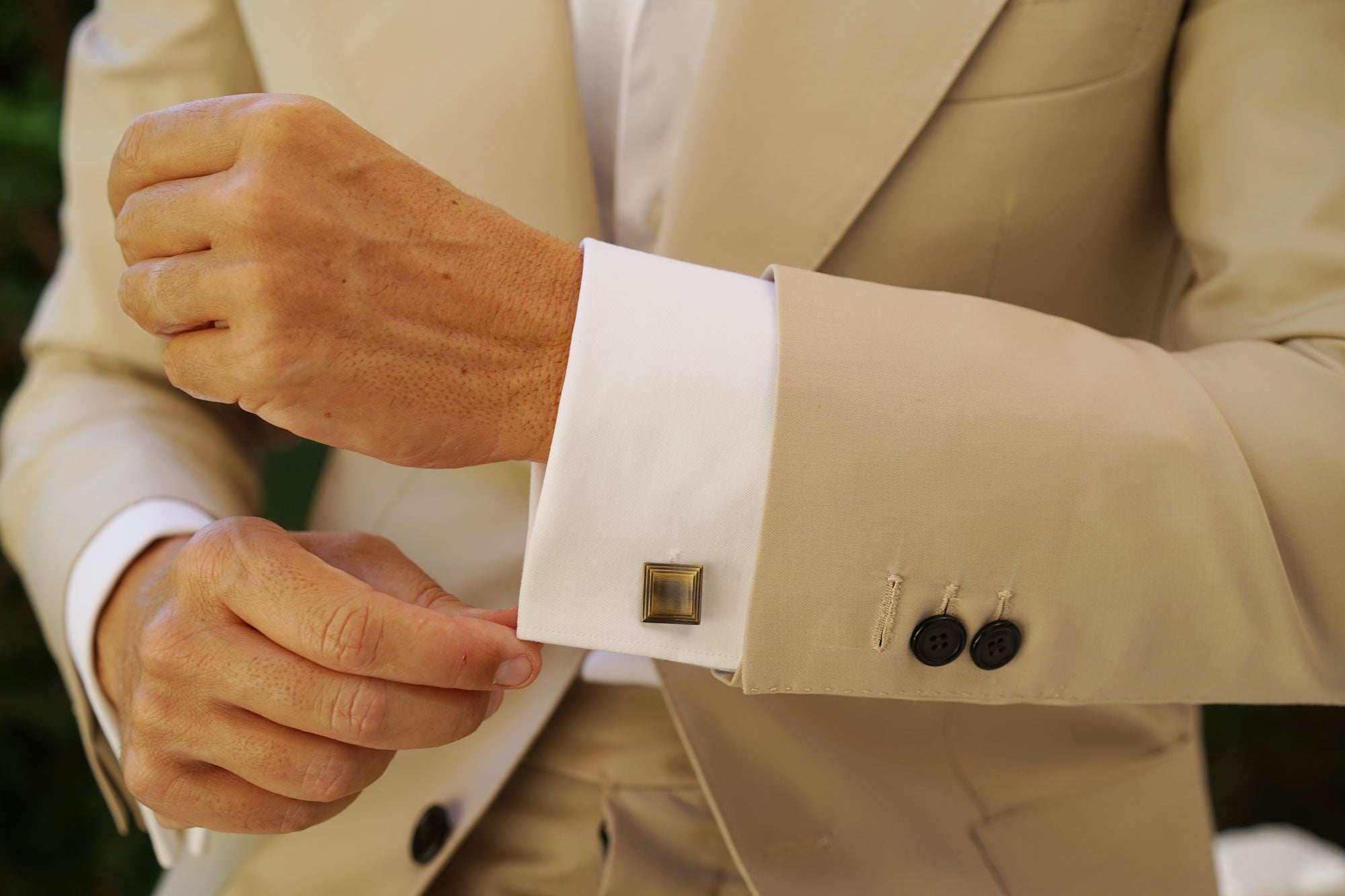 Carter Antique Brass Square Cufflinks