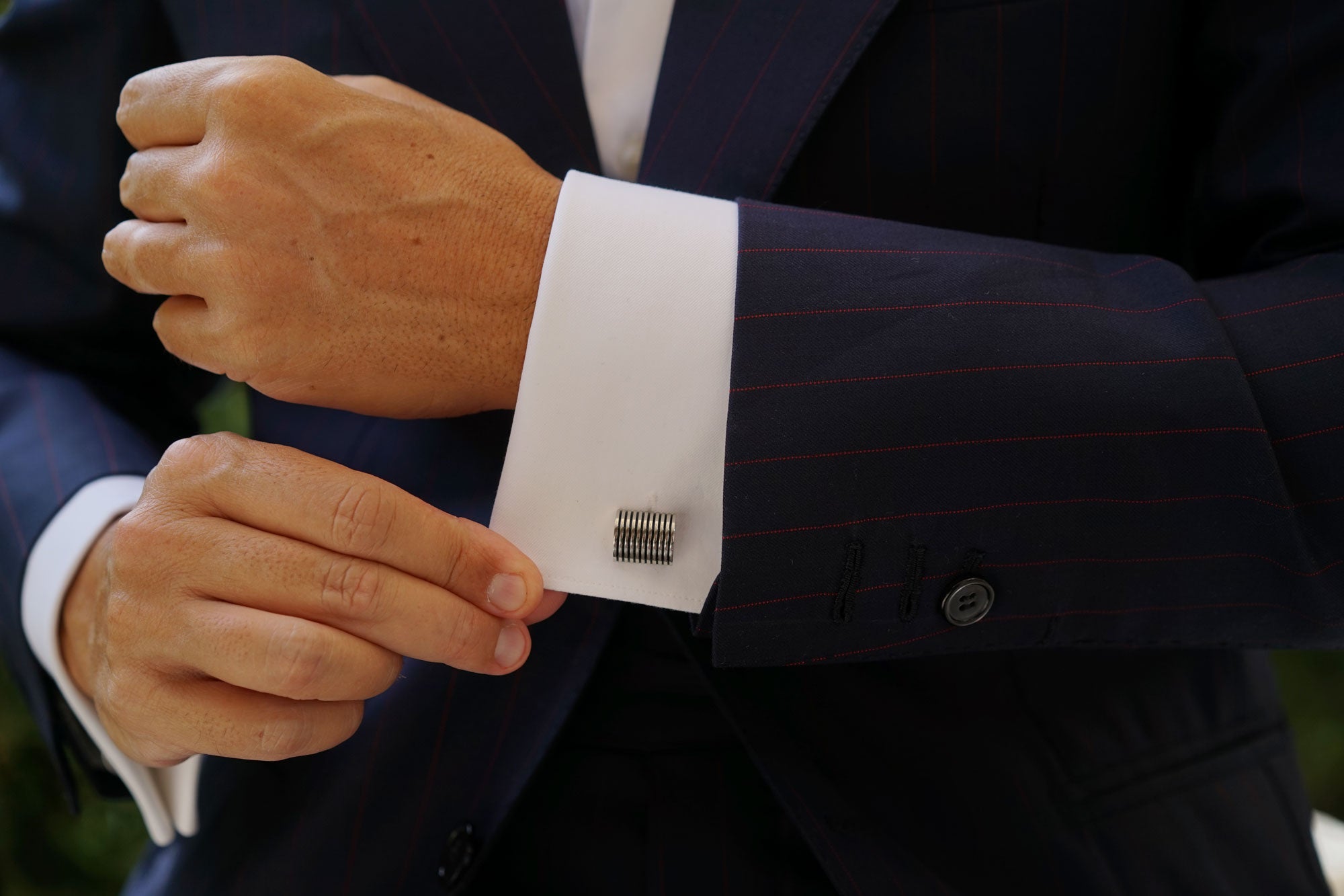 The New York Silver Vertical Bar Cufflinks