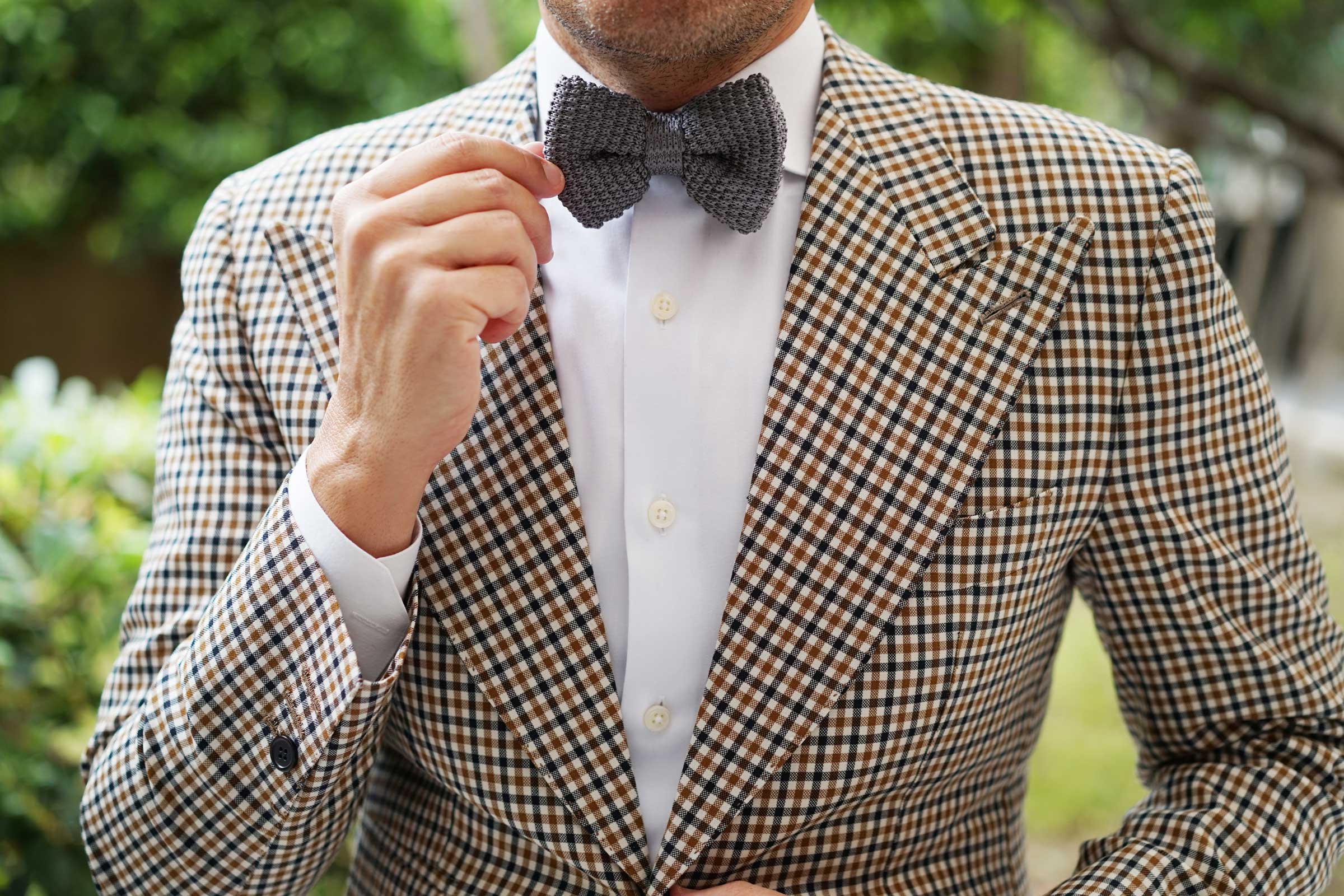 Light Grey Knitted Bow Tie