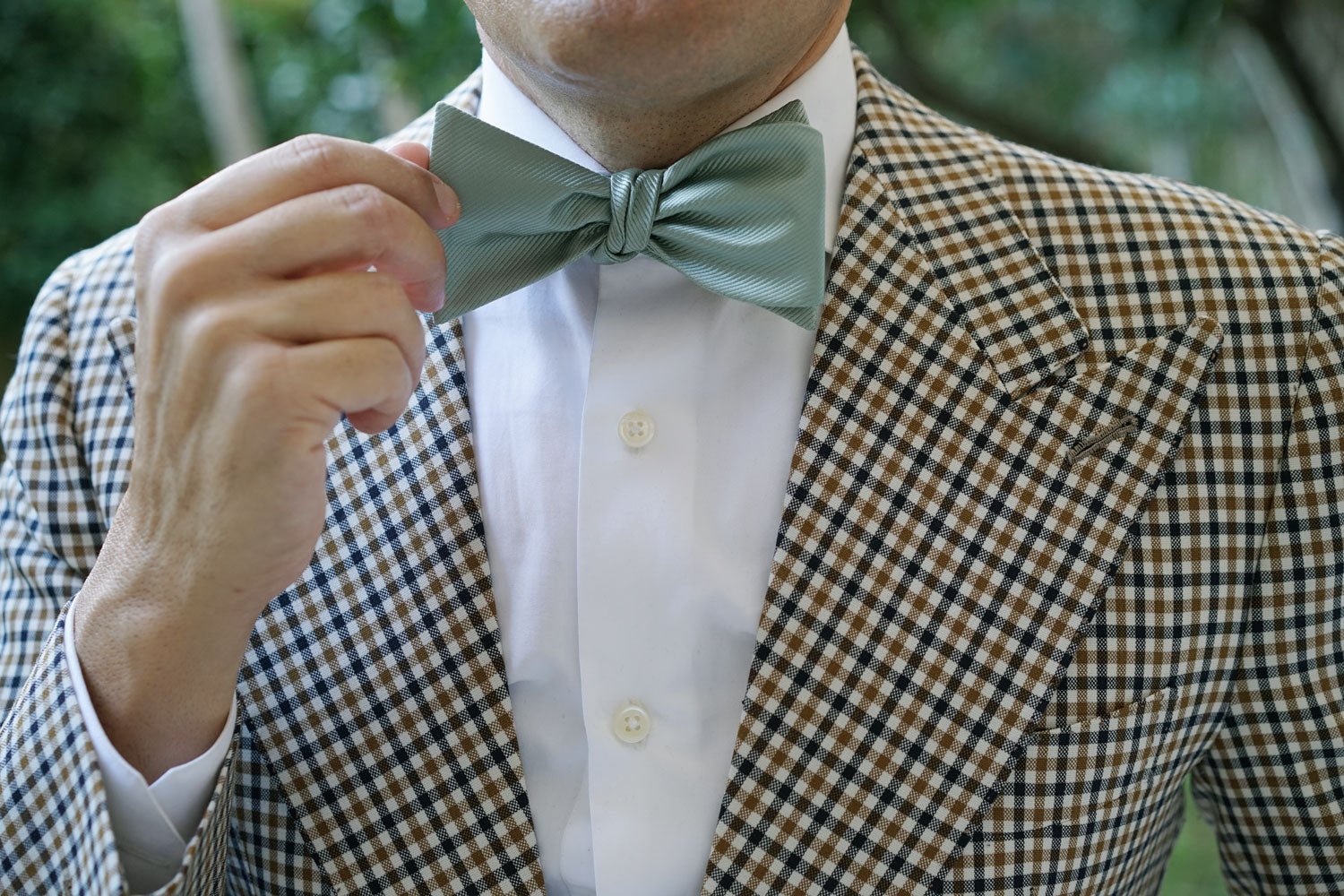 Sage Green Twill Self Bow Tie