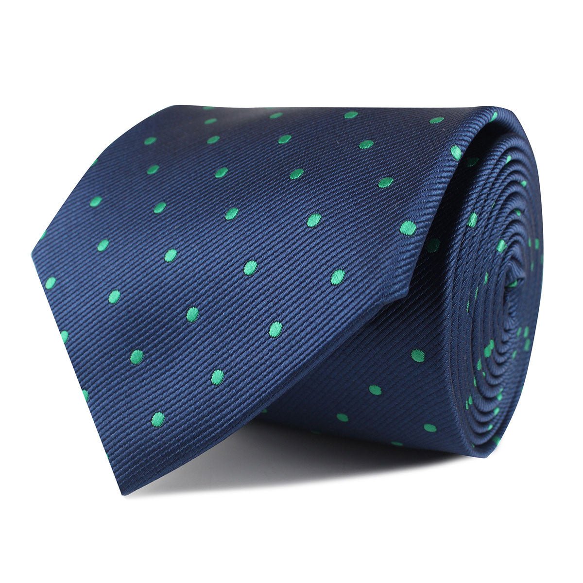 Navy Blue with Green Polka Dots Necktie