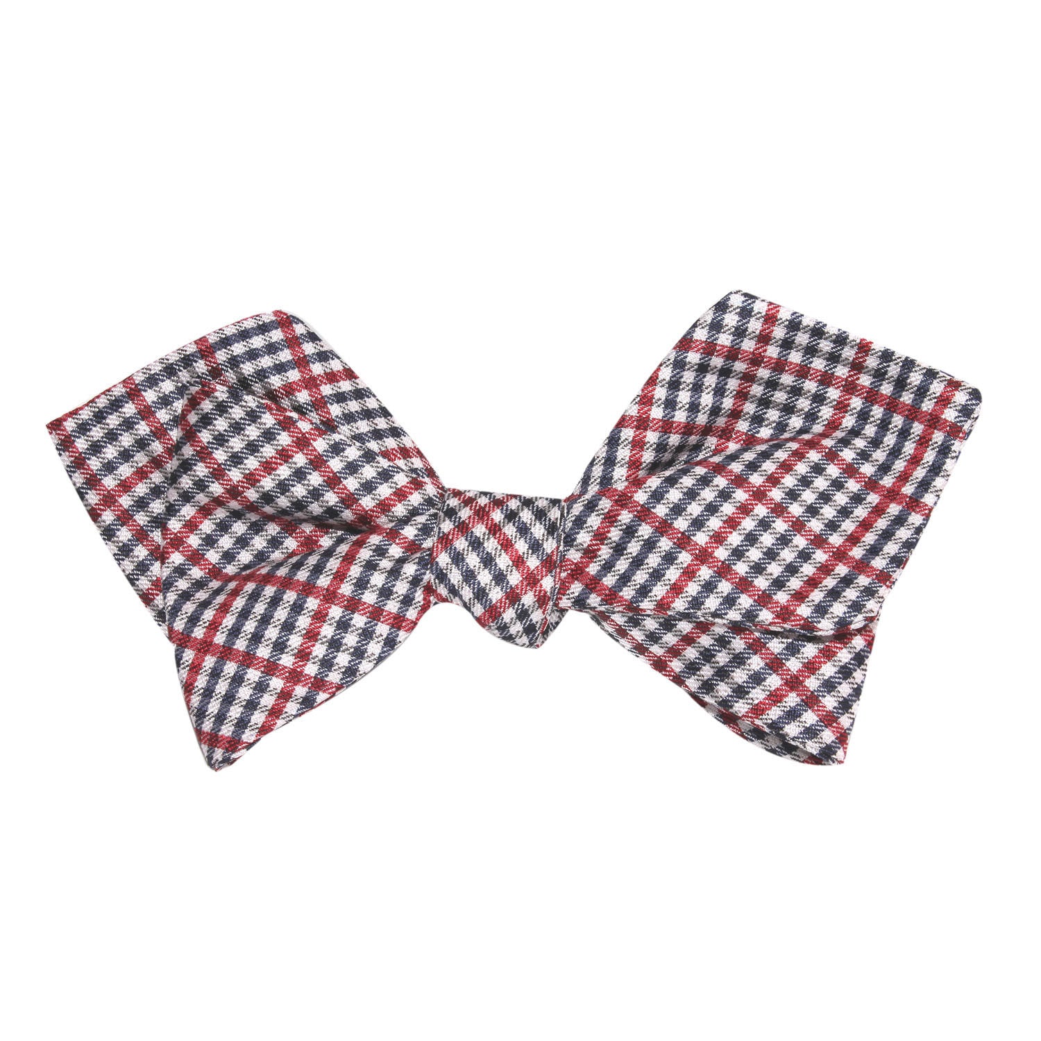 Crimson Gingham Self Tie Diamond Tip Bow Tie