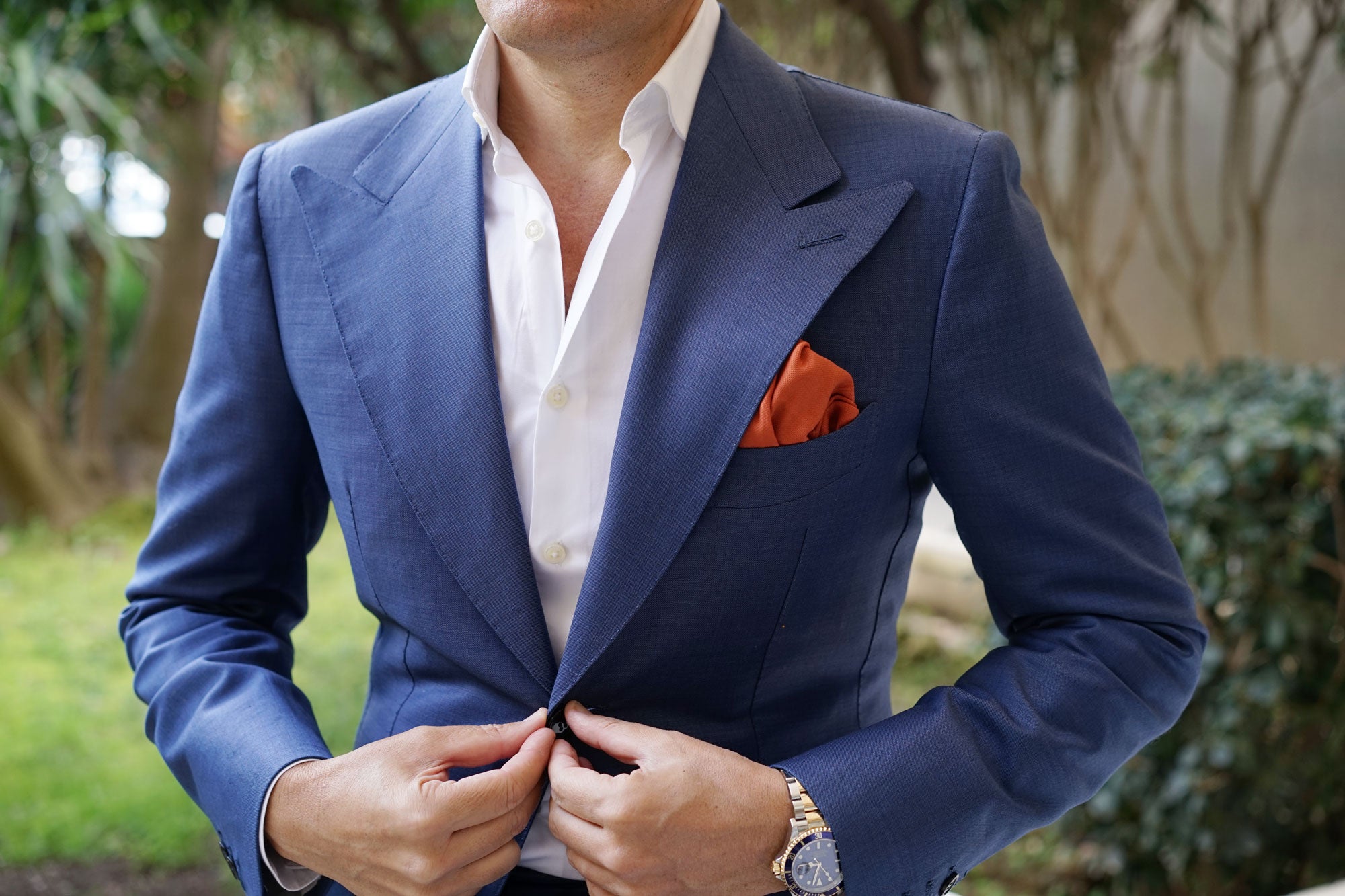 Burnt Terracotta Orange Linen Pocket Square