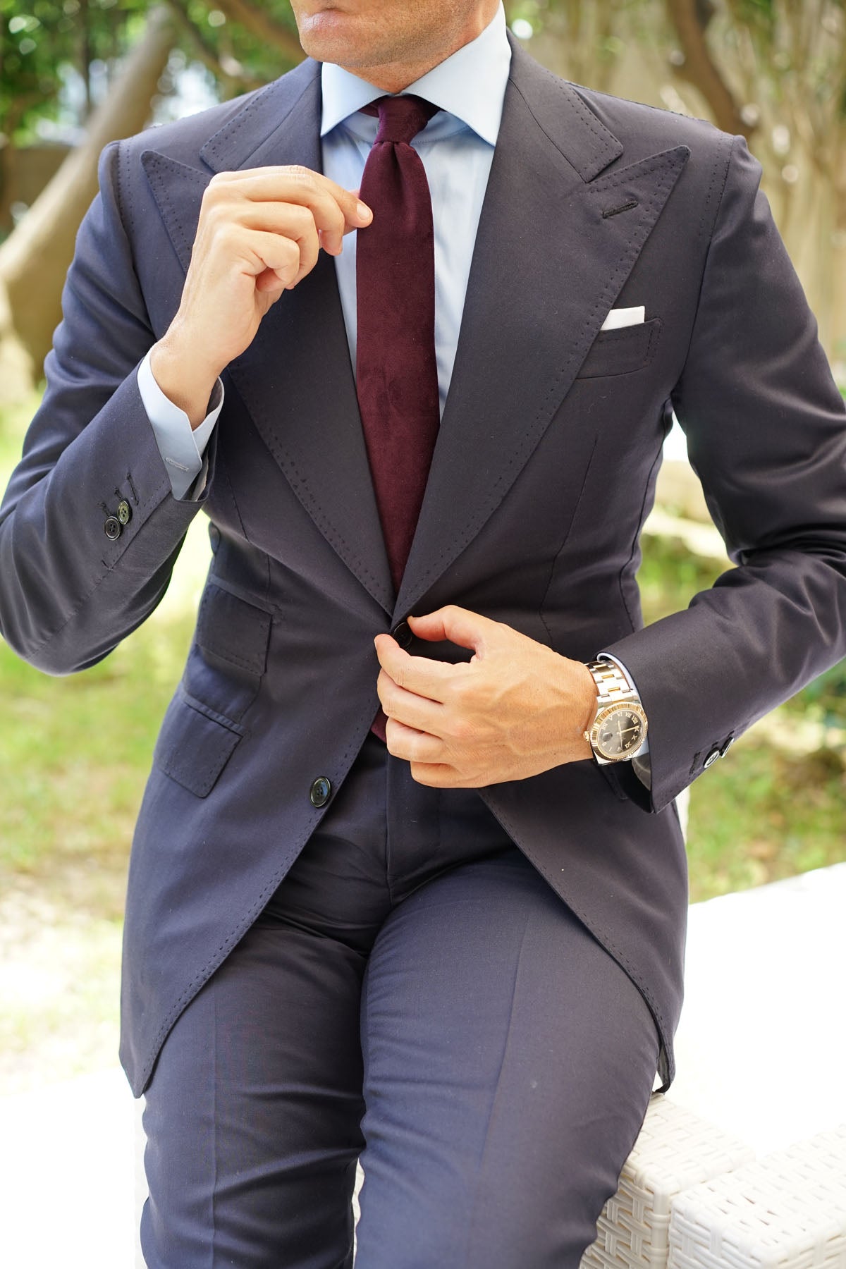 Bond Burgundy Velvet Skinny Tie