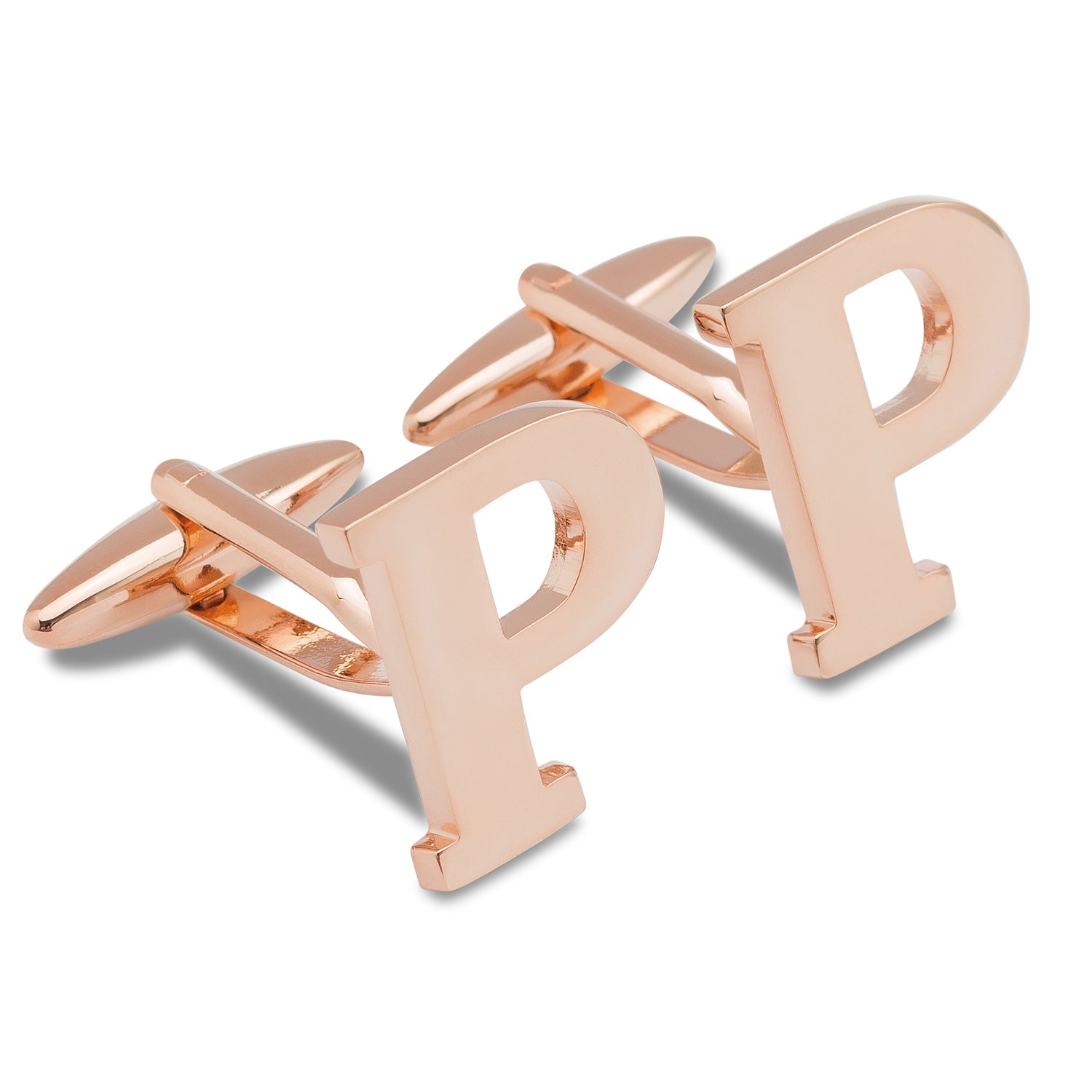 Rose Gold Letter P Cufflinks