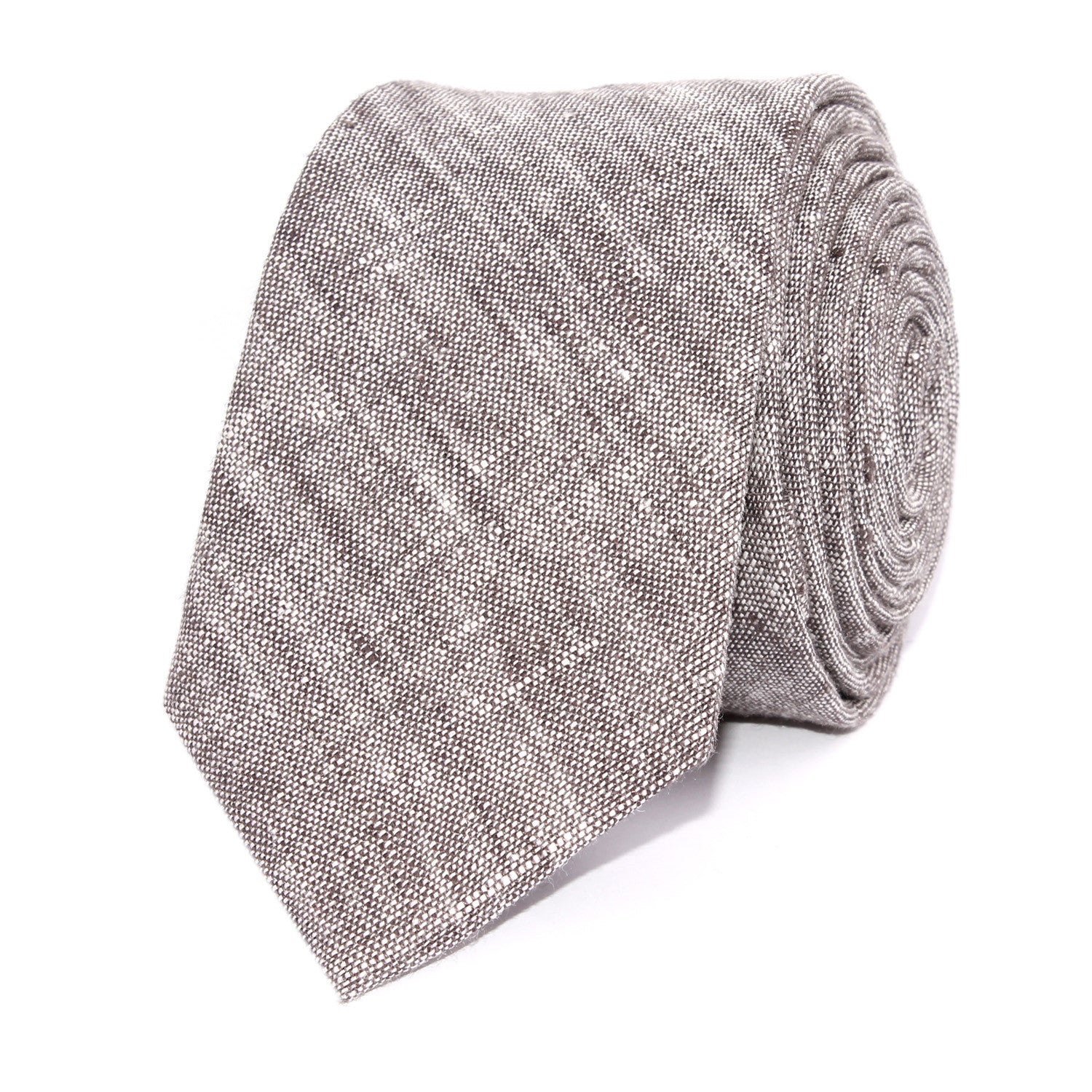 Grey Linen Chambray Skinny Tie