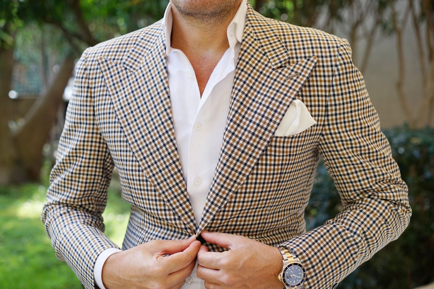 Ivory Crisp Twill Pocket Square