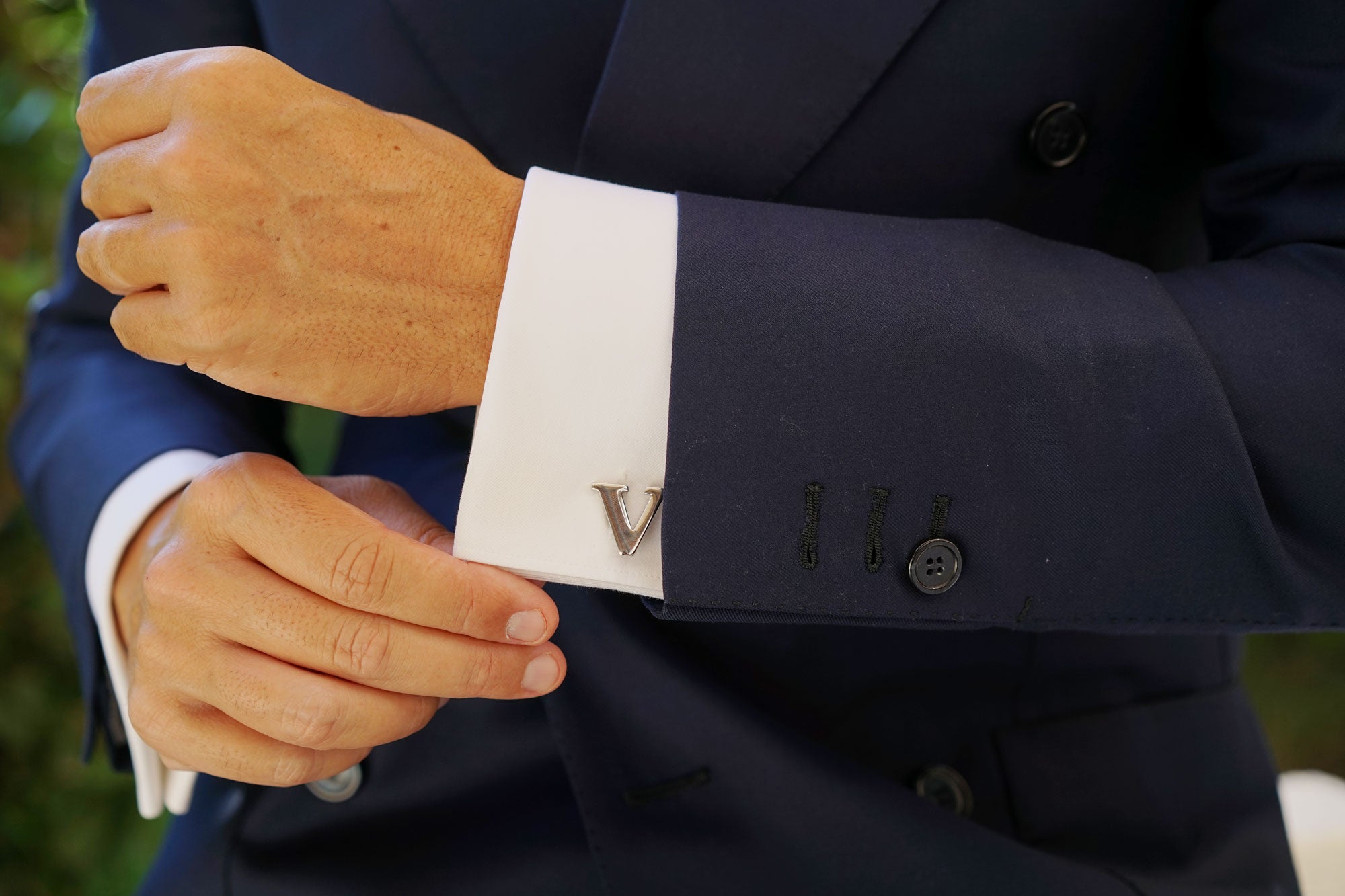 Letter V Silver Cufflinks