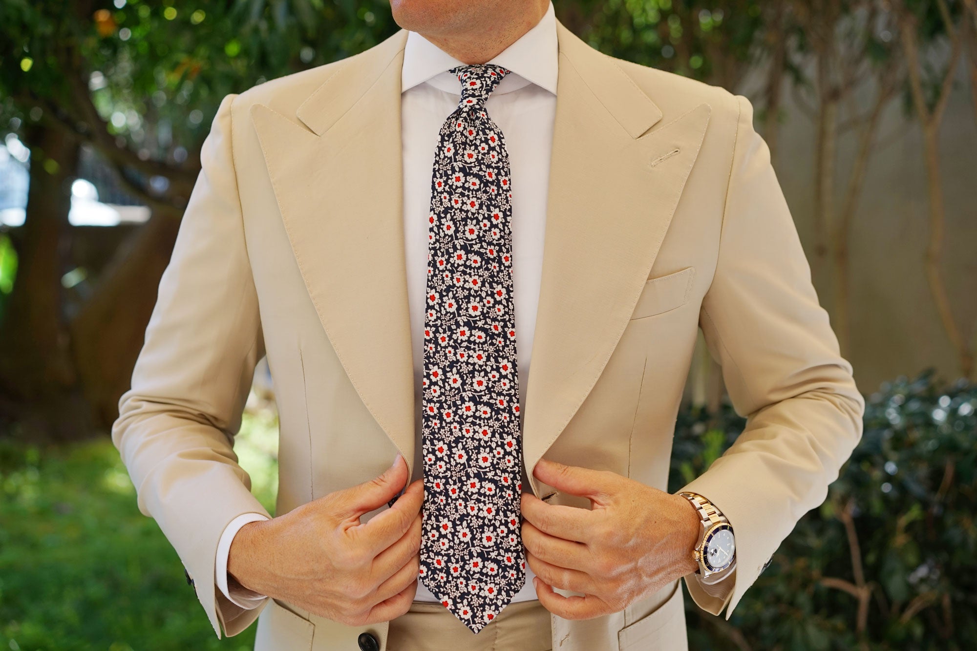 New York Navy Floral Tie