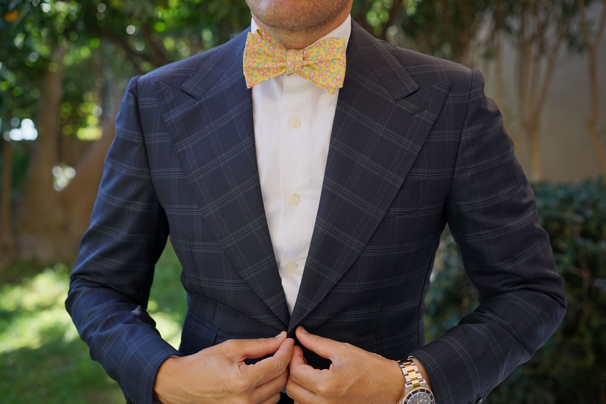 Phi Phi Yellow Floral Self Bow Tie