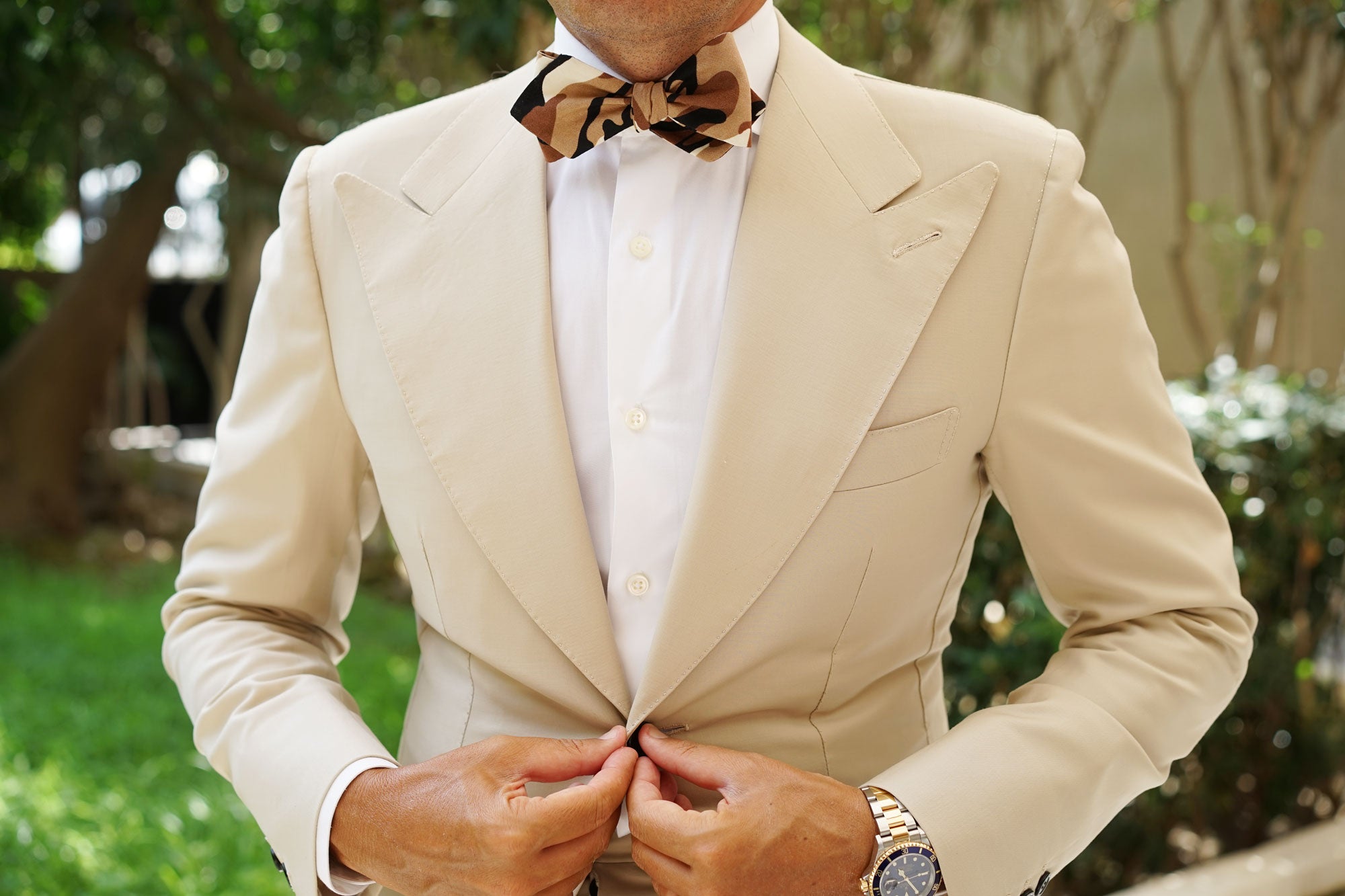 Desert Sand Camouflage Diamond Self Bow Tie