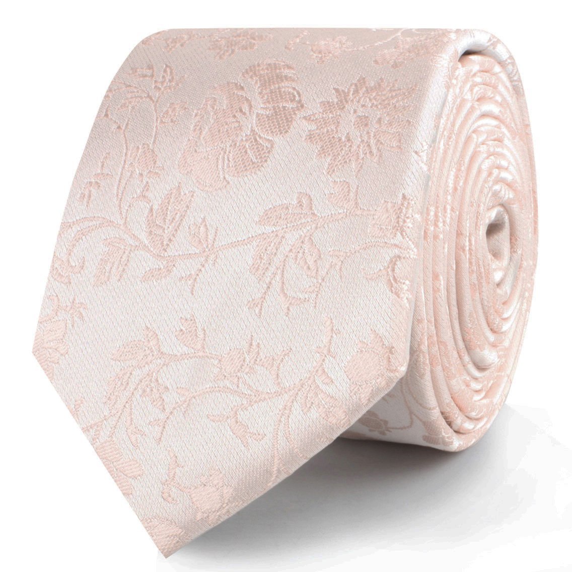 Blush Pink Rose Floral Skinny Tie